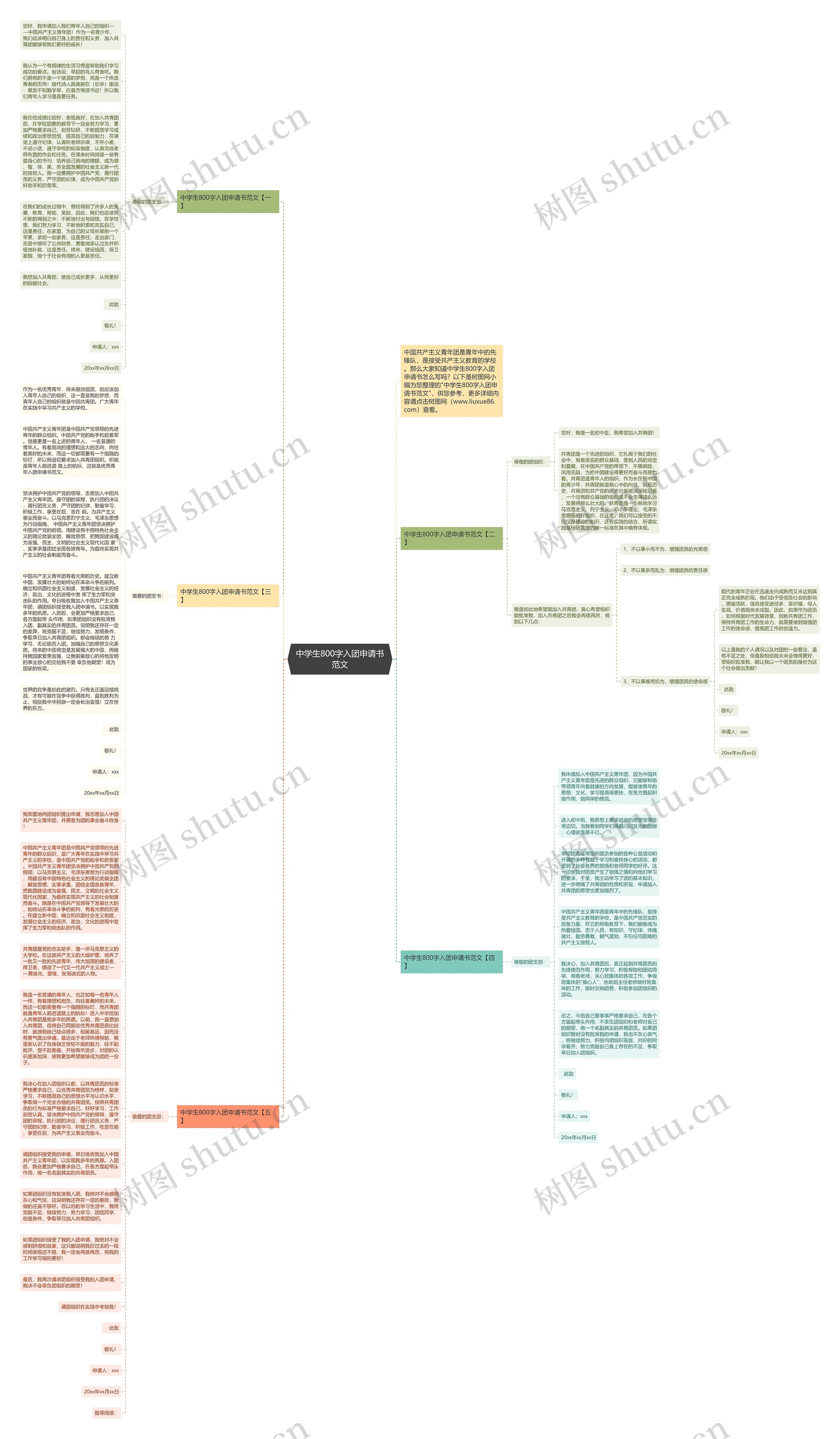 中学生800字入团申请书范文思维导图