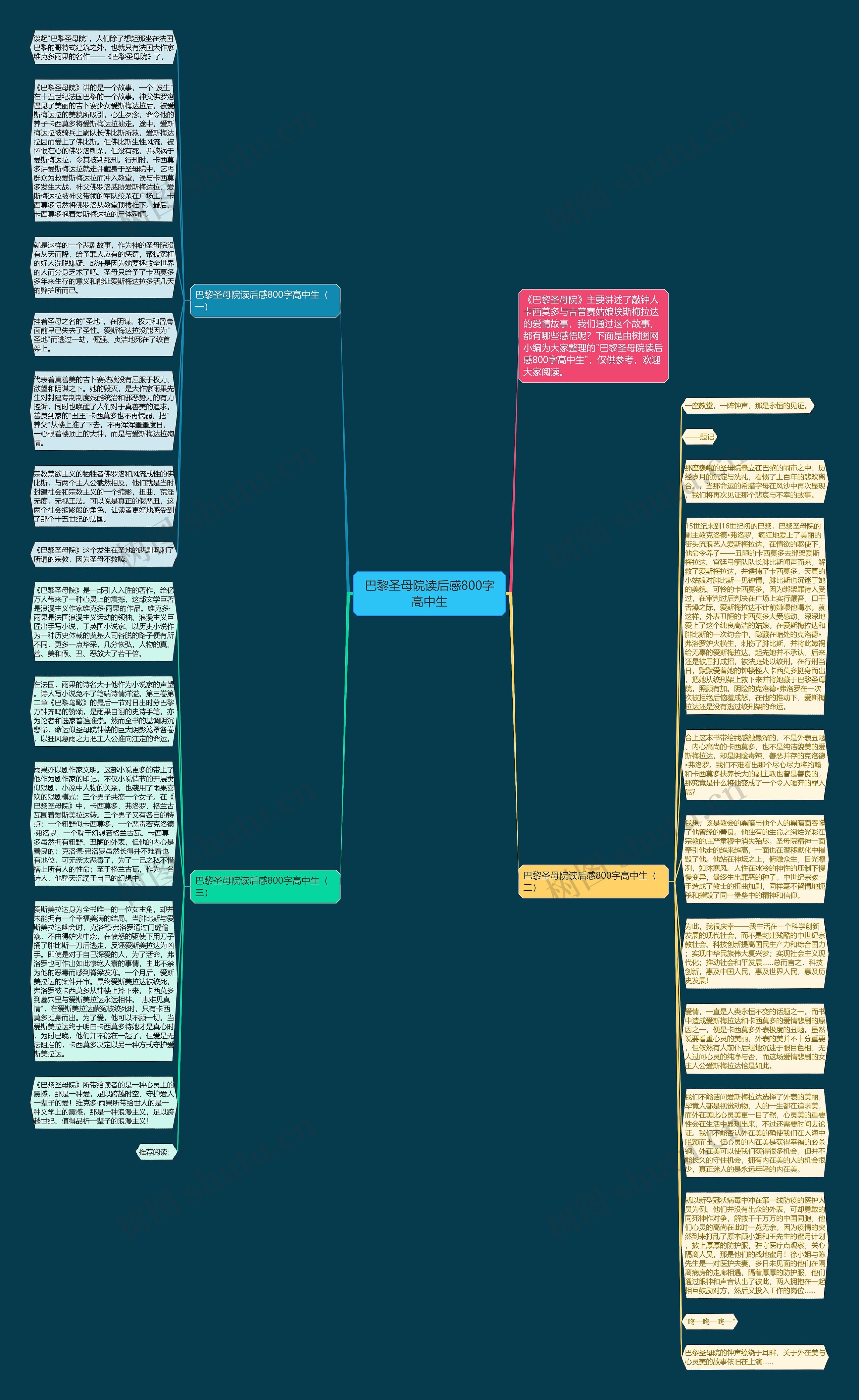 巴黎圣母院读后感800字高中生思维导图