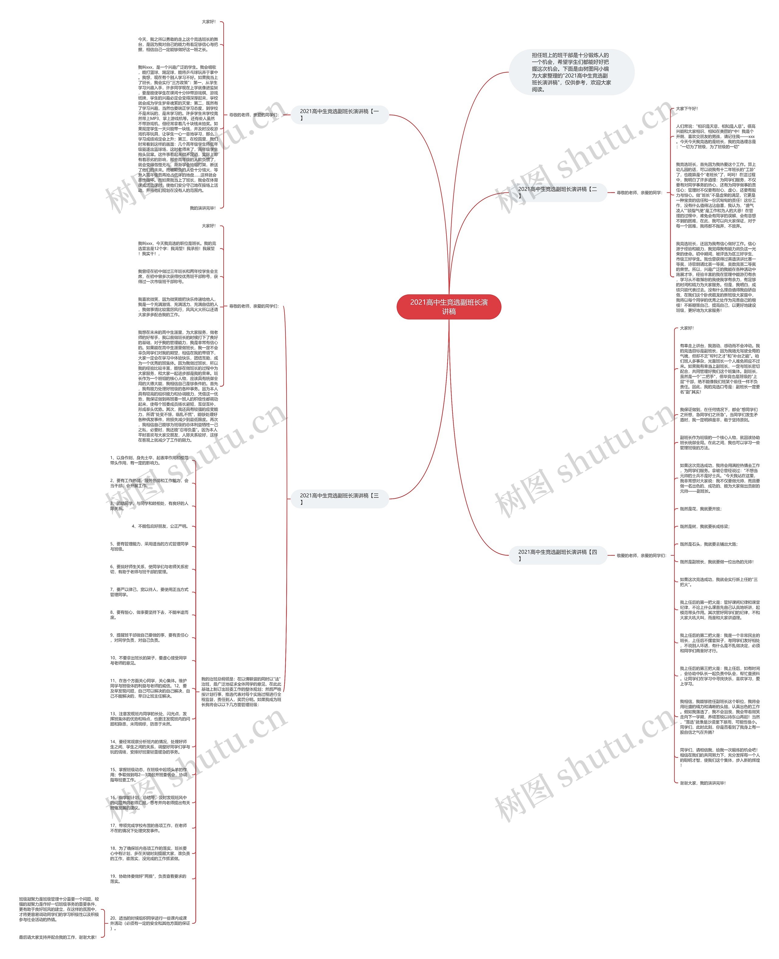 2021高中生竞选副班长演讲稿思维导图