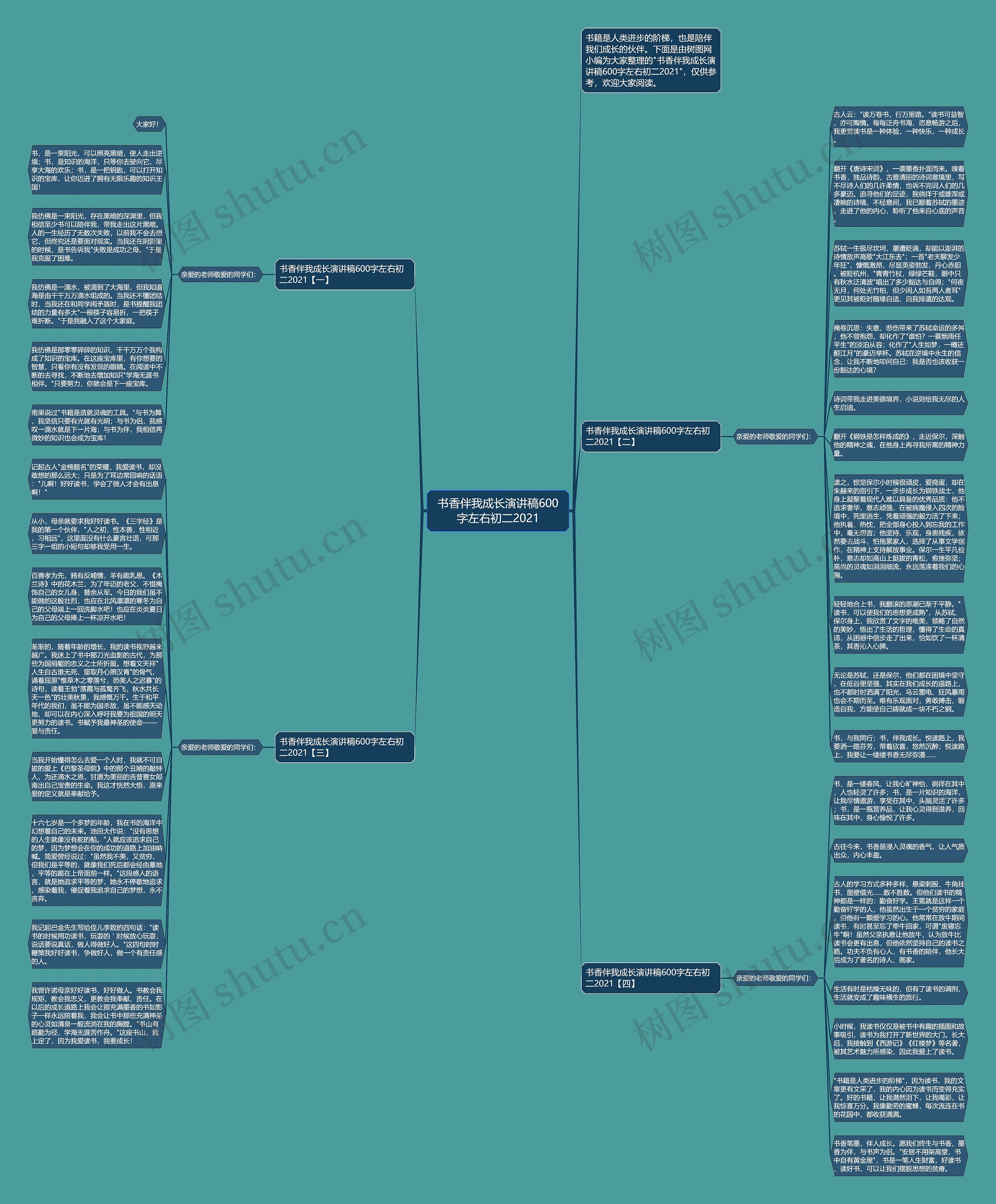 书香伴我成长演讲稿600字左右初二2021思维导图
