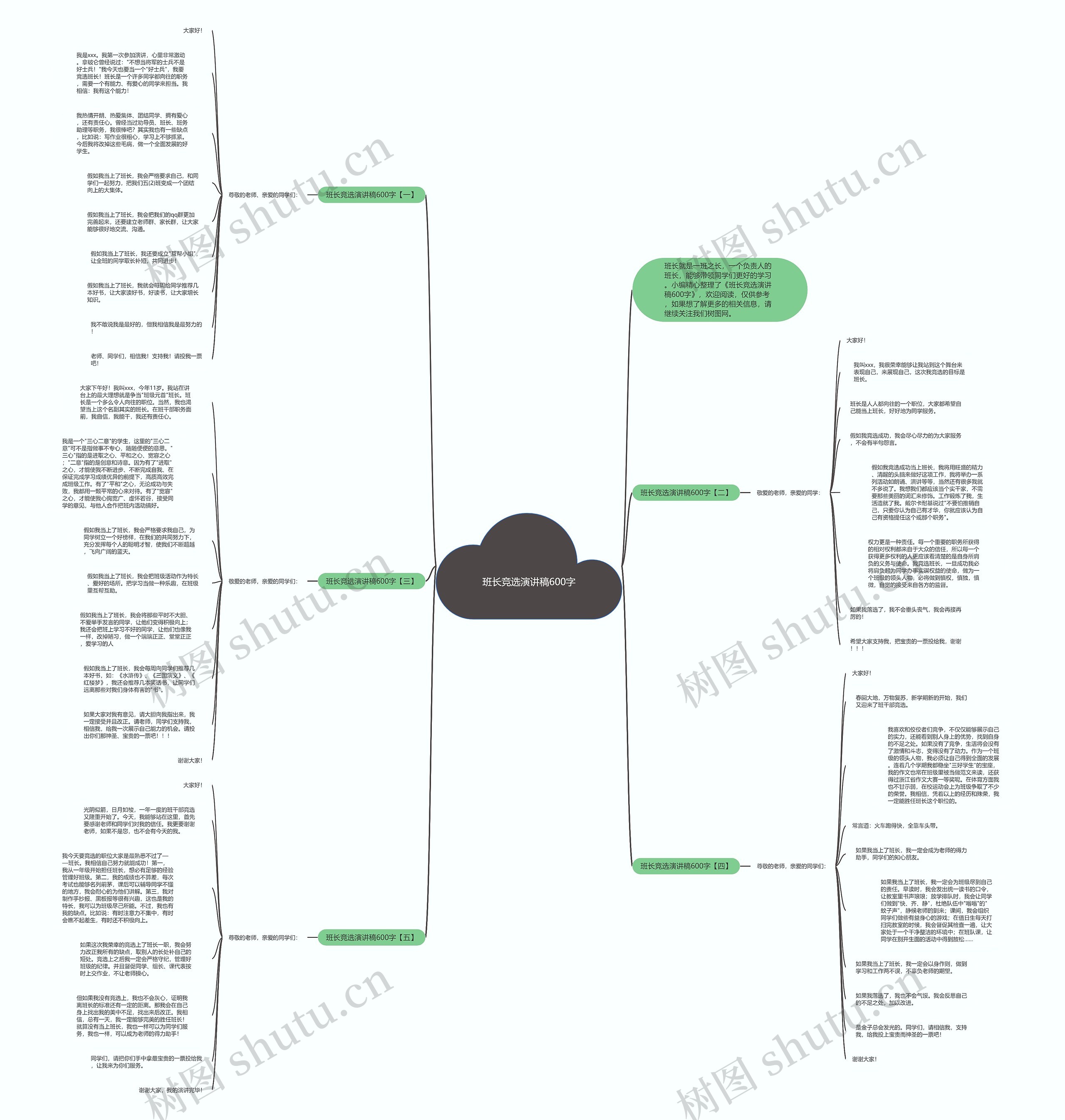 班长竞选演讲稿600字思维导图