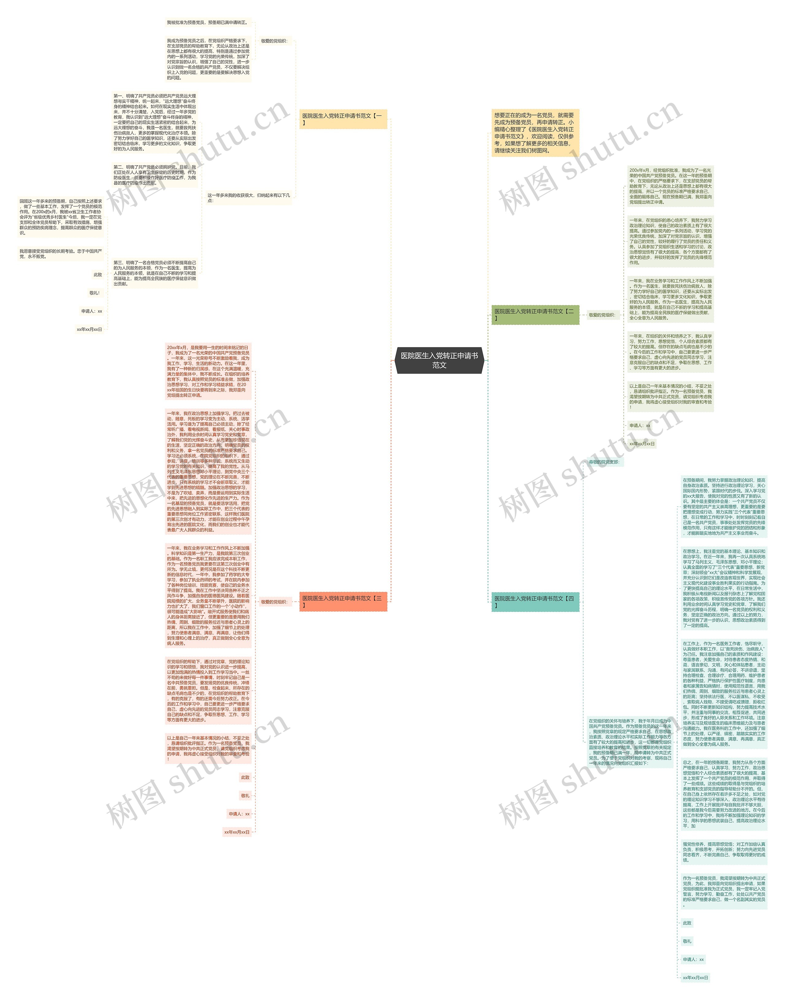 医院医生入党转正申请书范文思维导图