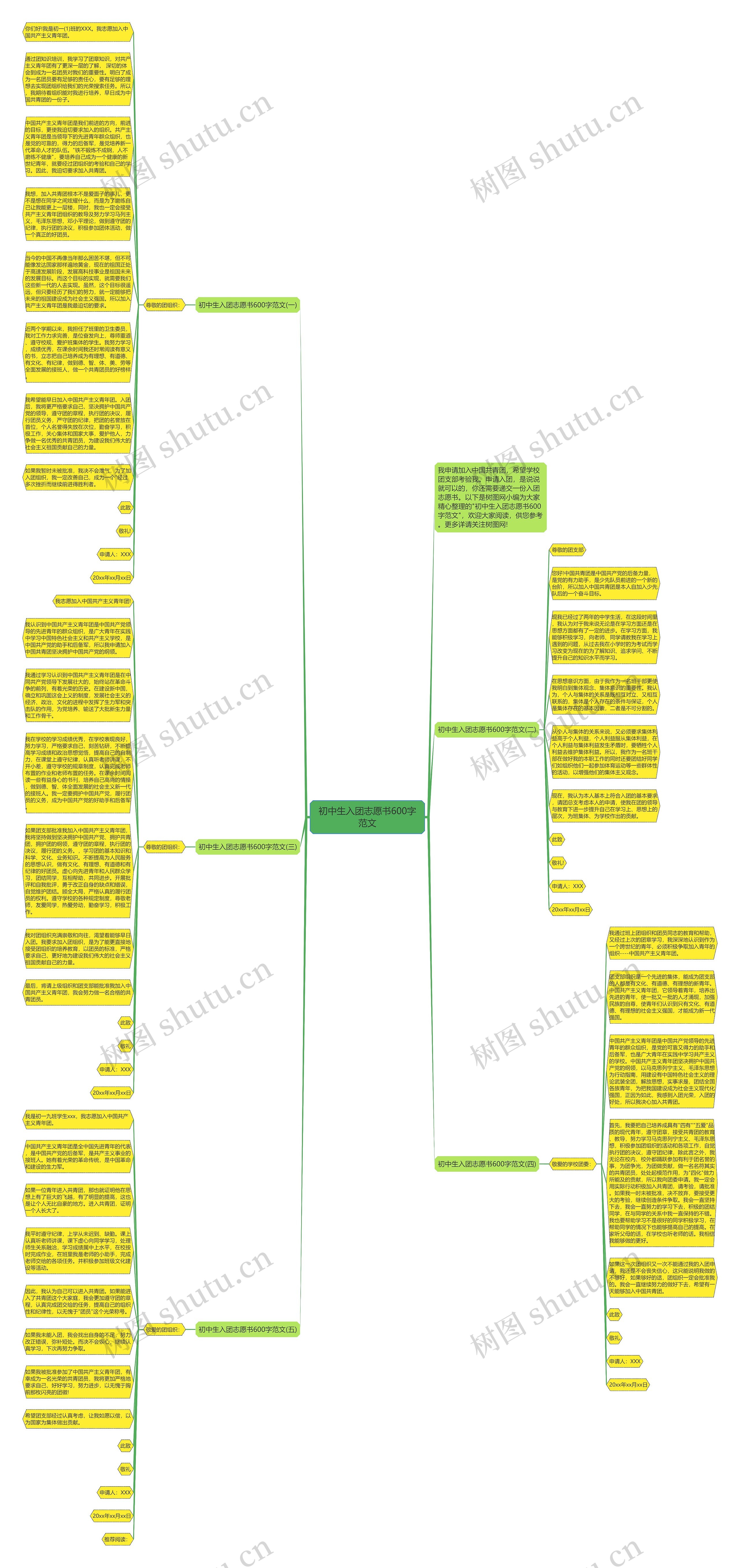 初中生入团志愿书600字范文思维导图