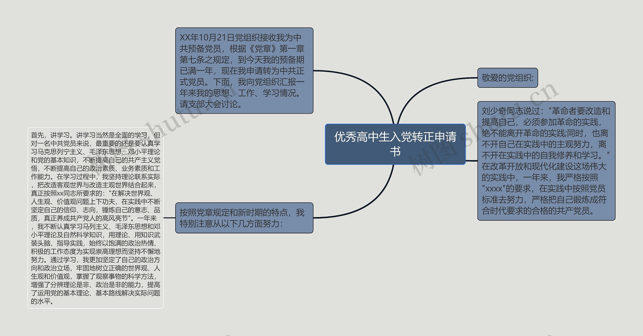 优秀高中生入党转正申请书思维导图