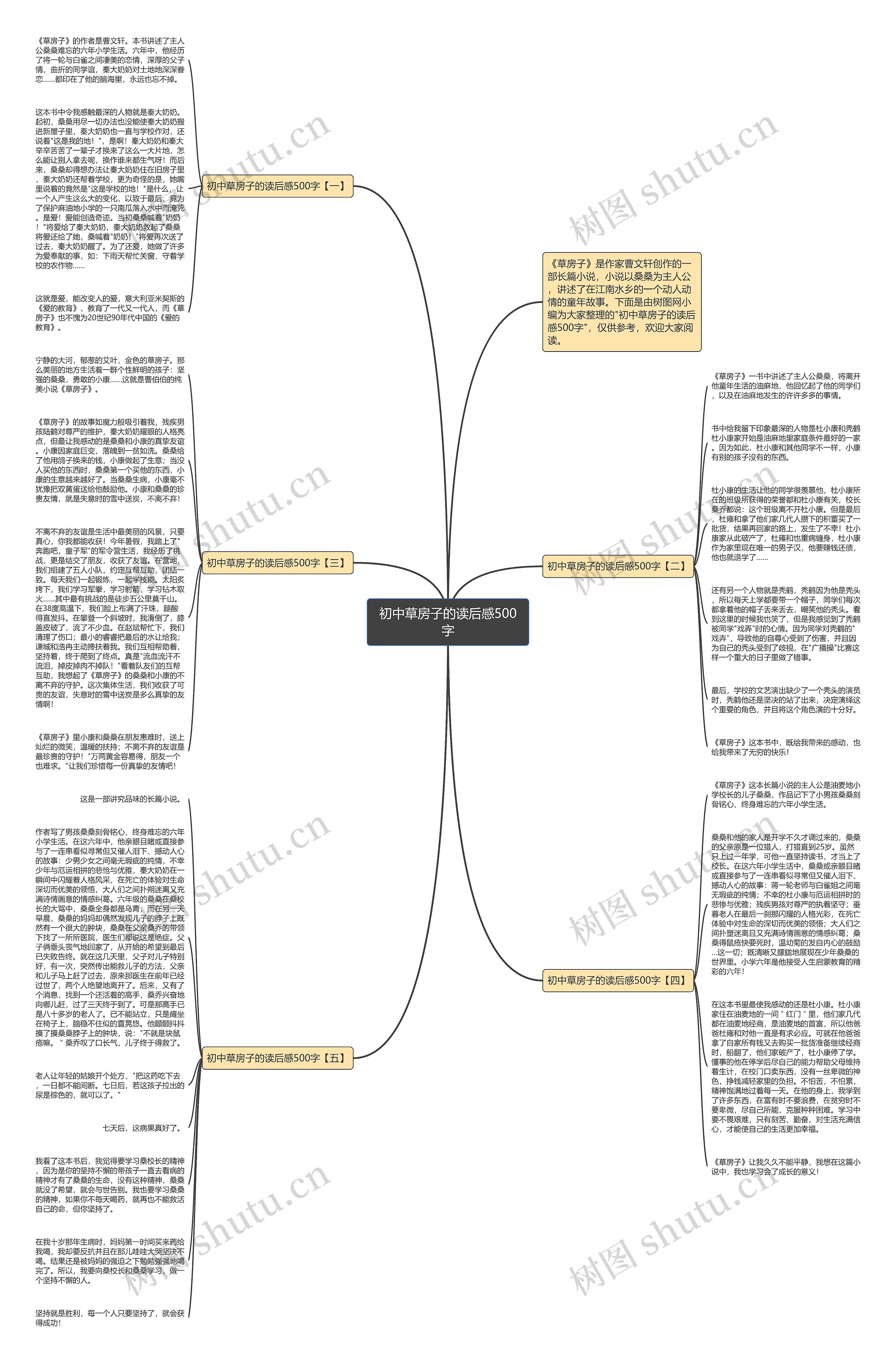 初中草房子的读后感500字思维导图