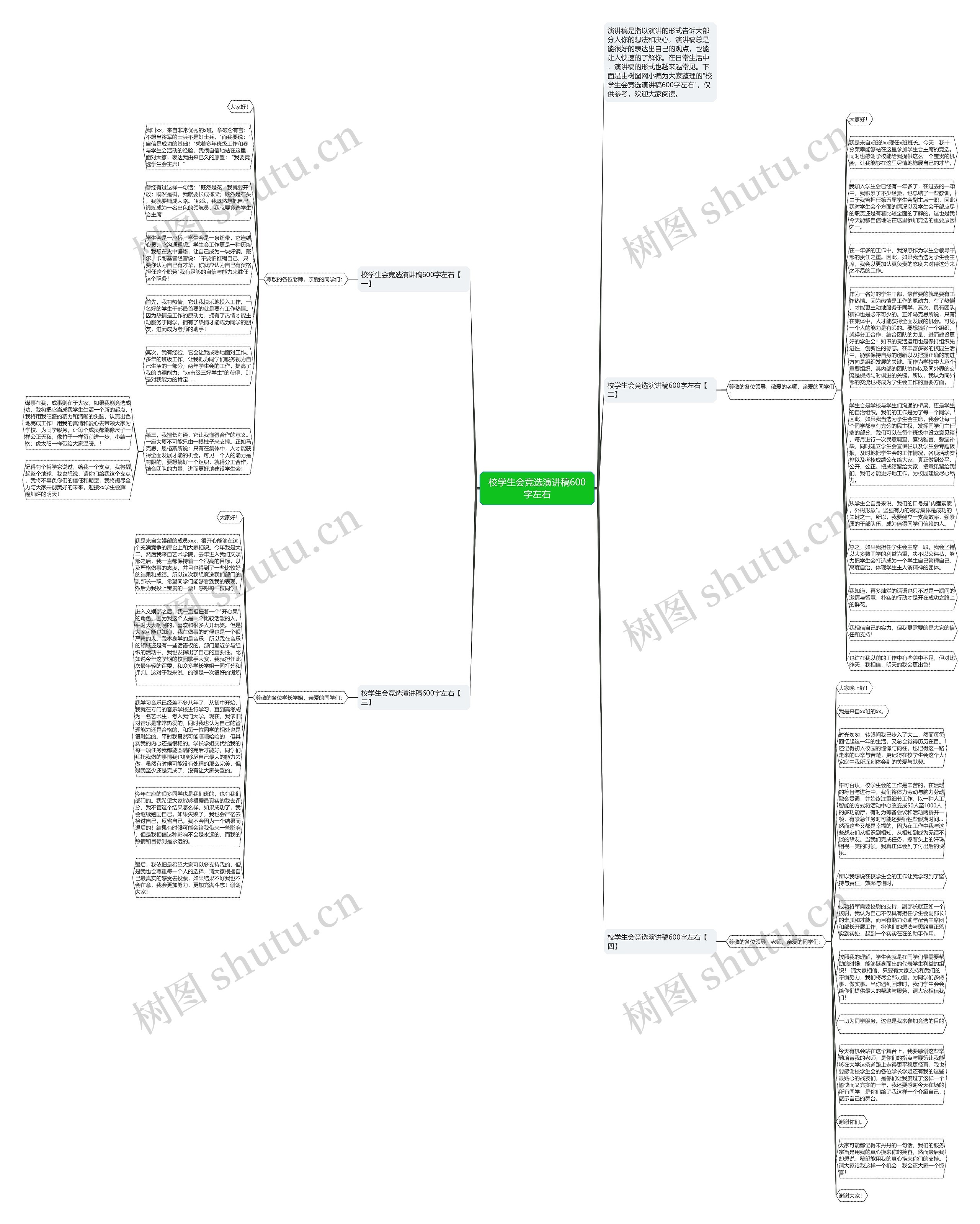 校学生会竞选演讲稿600字左右思维导图