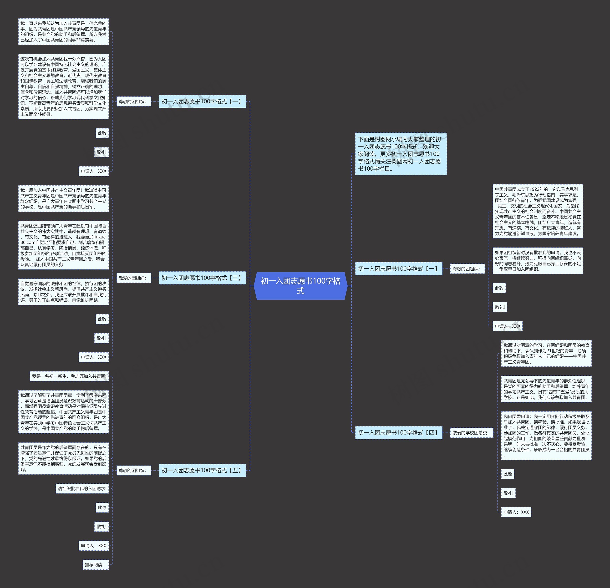 初一入团志愿书100字格式思维导图