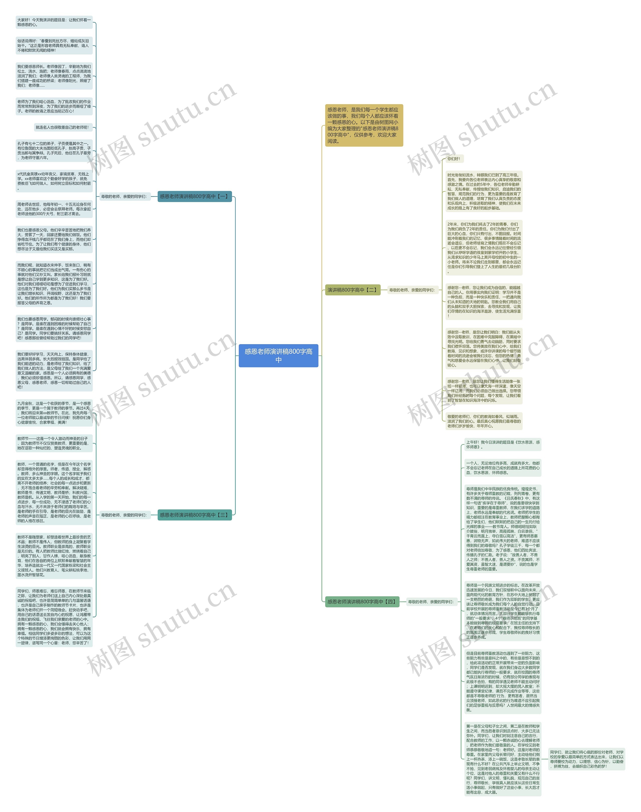 感恩老师演讲稿800字高中思维导图