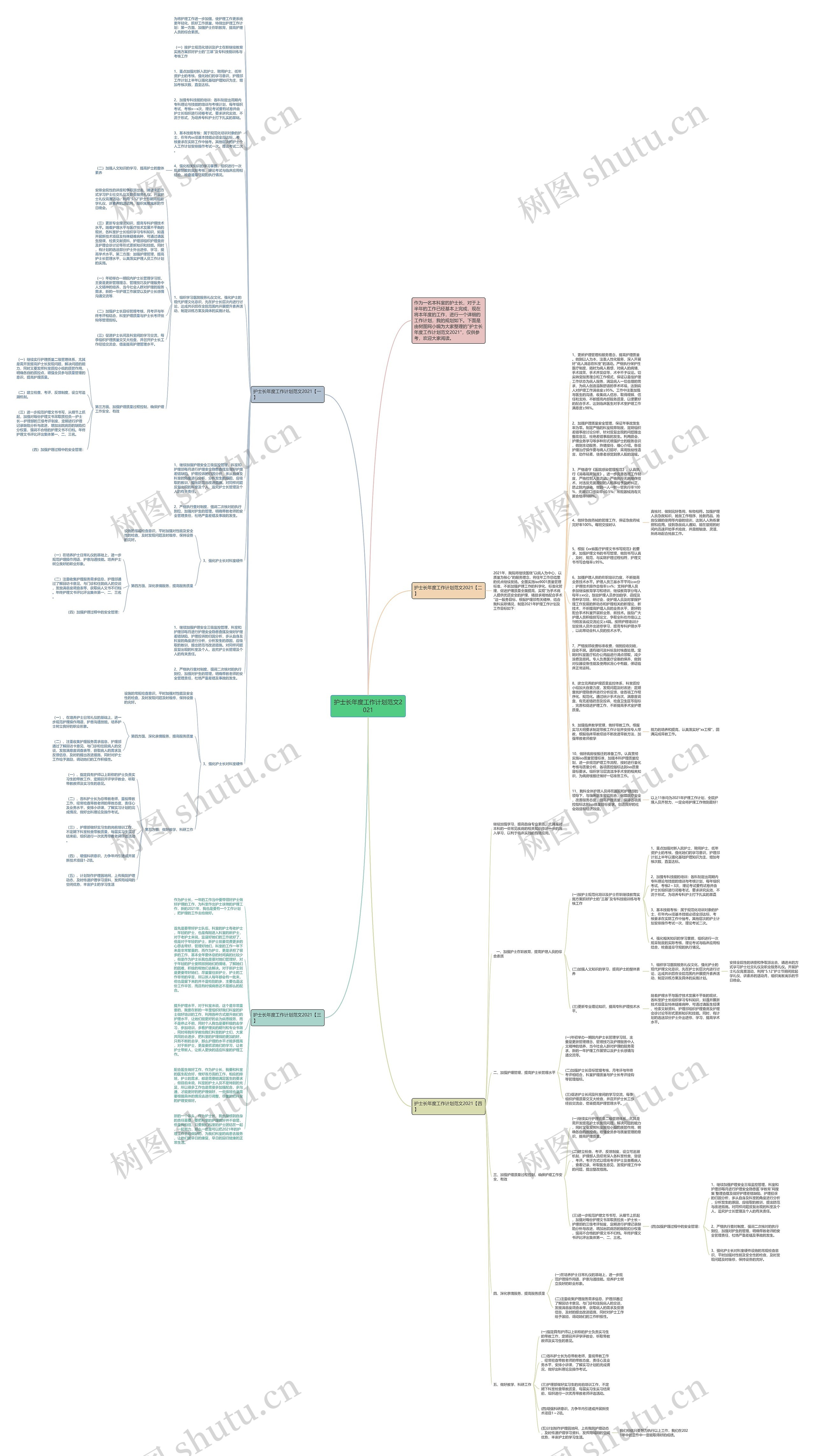 护士长年度工作计划范文2021思维导图