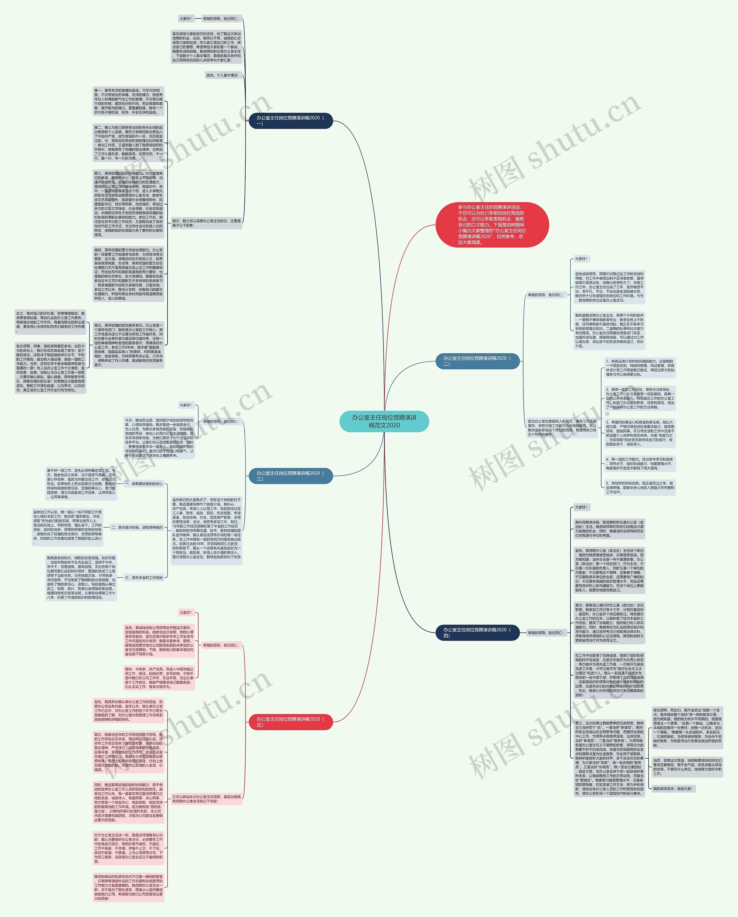 办公室主任岗位竞聘演讲稿范文2020思维导图