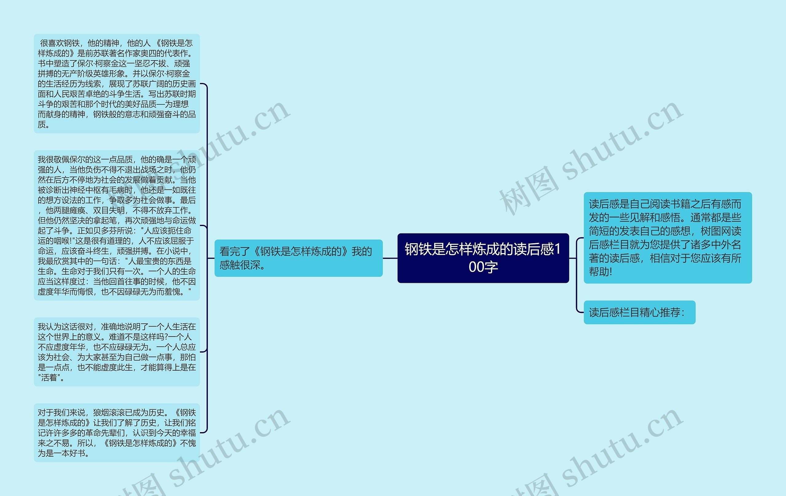 钢铁是怎样炼成的读后感100字思维导图