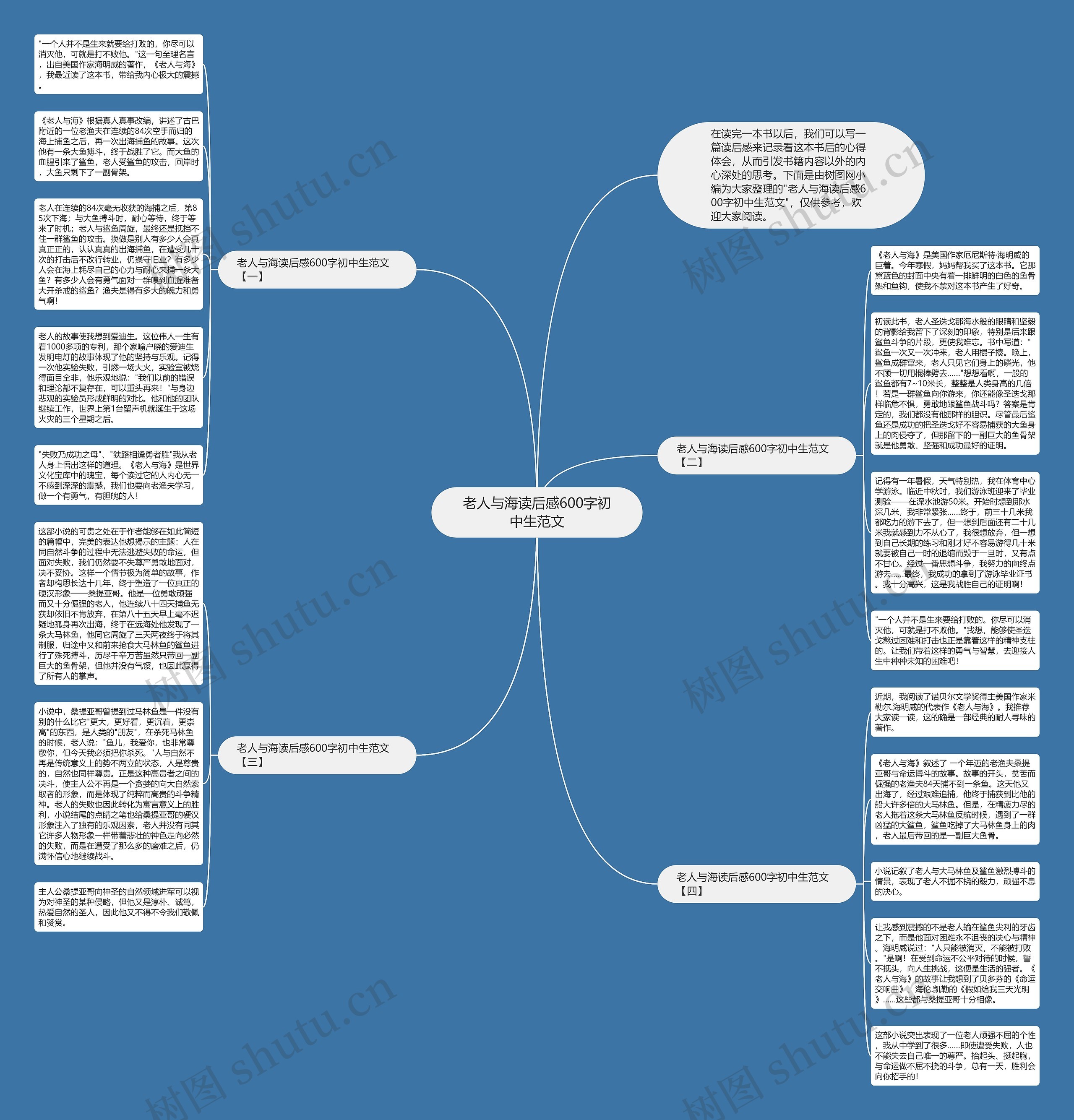 老人与海读后感600字初中生范文思维导图