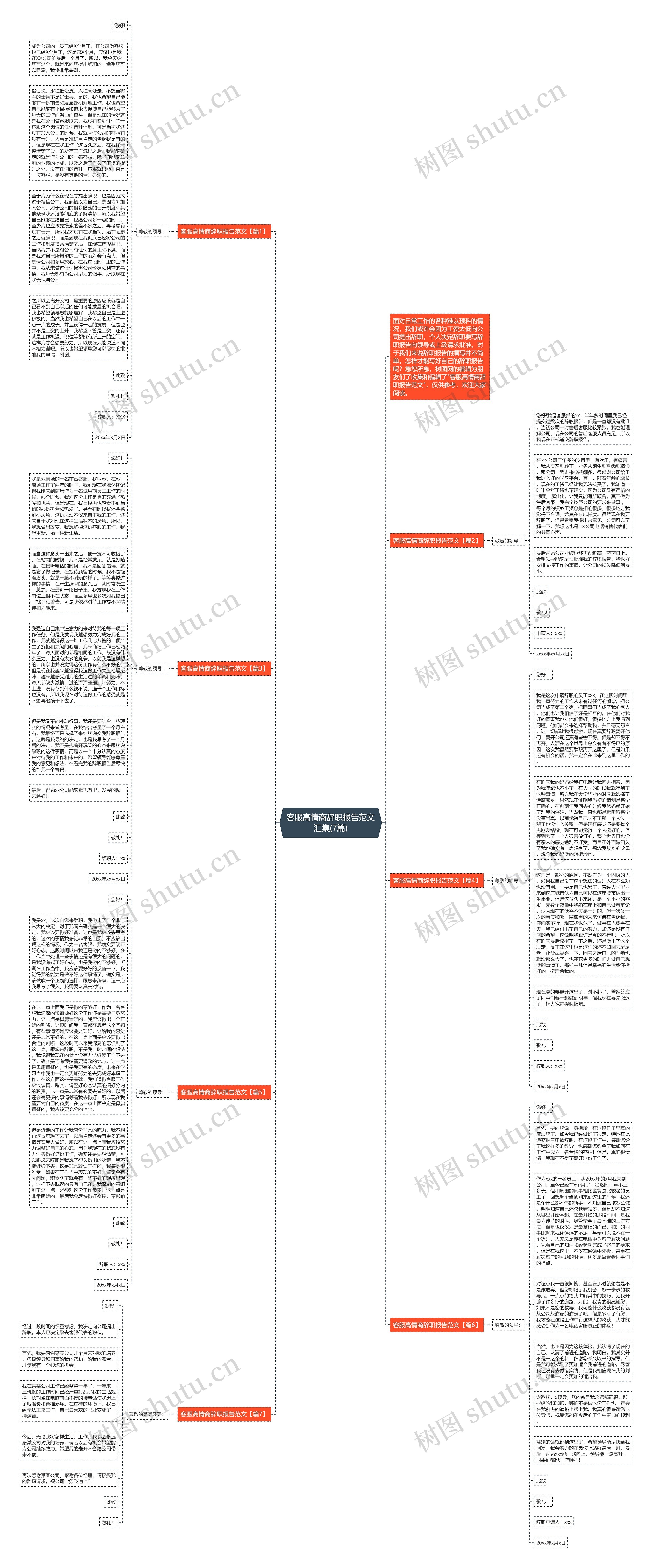 客服高情商辞职报告范文汇集(7篇)思维导图