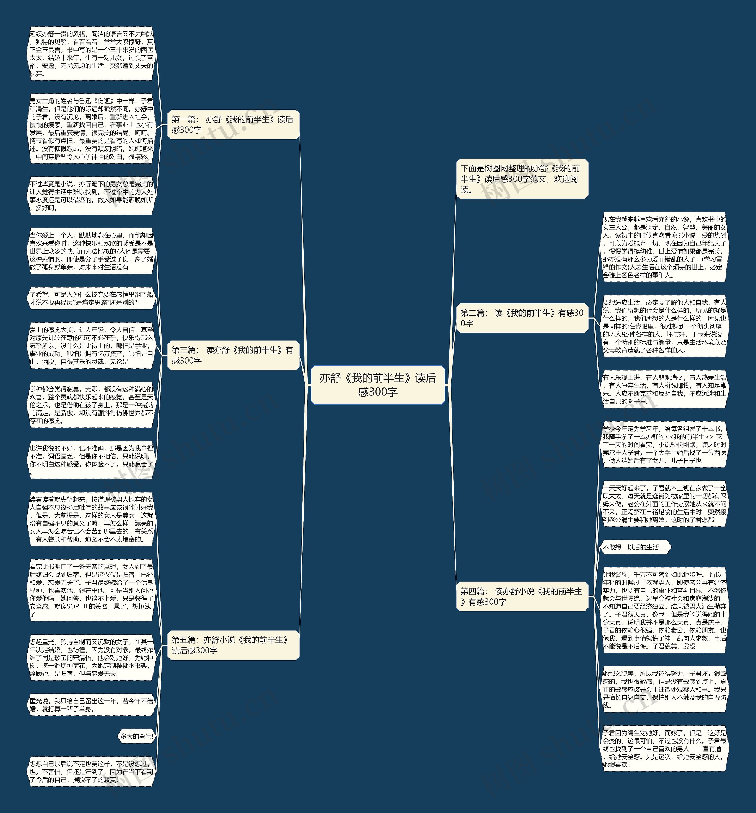亦舒《我的前半生》读后感300字思维导图