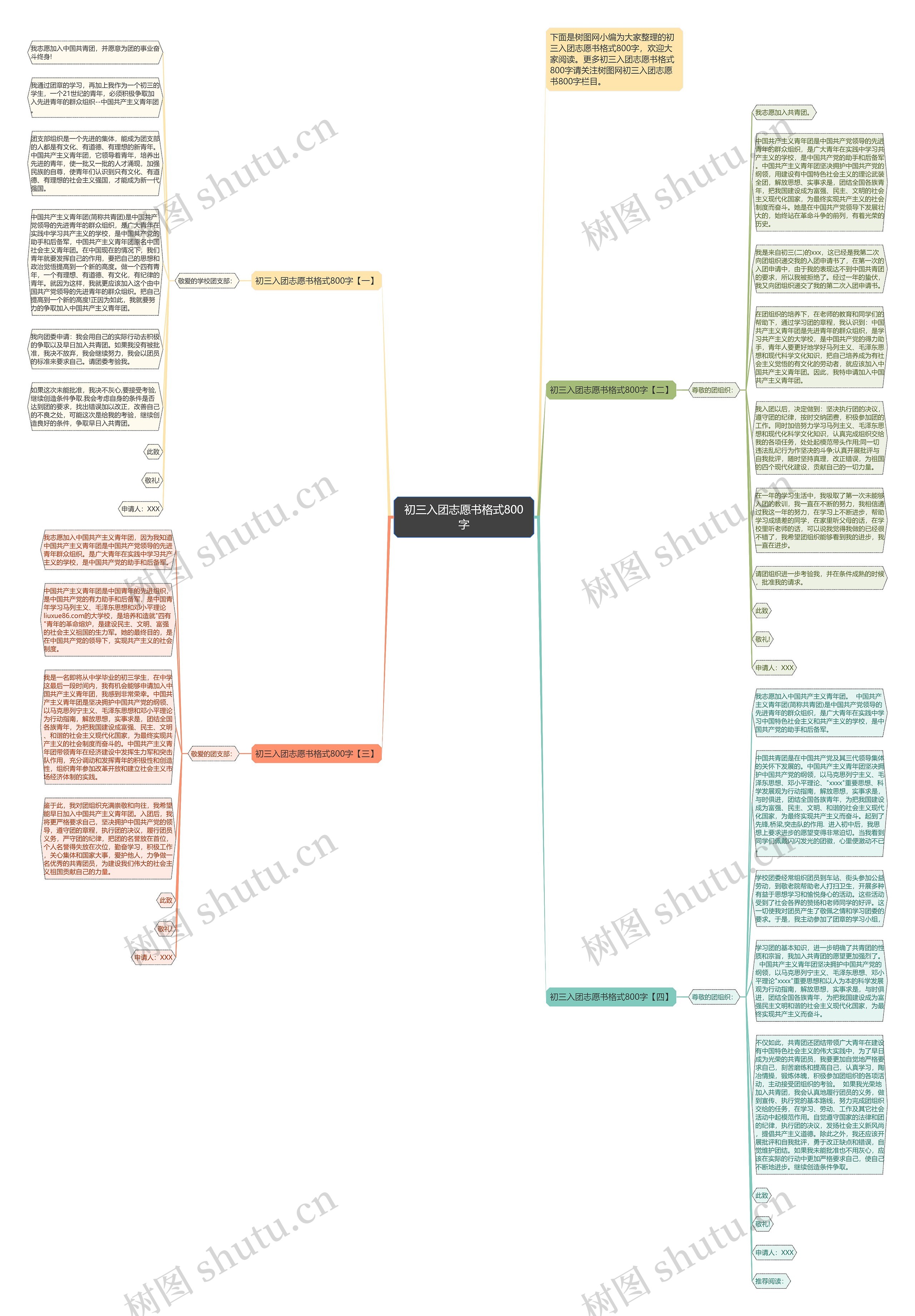 初三入团志愿书格式800字思维导图