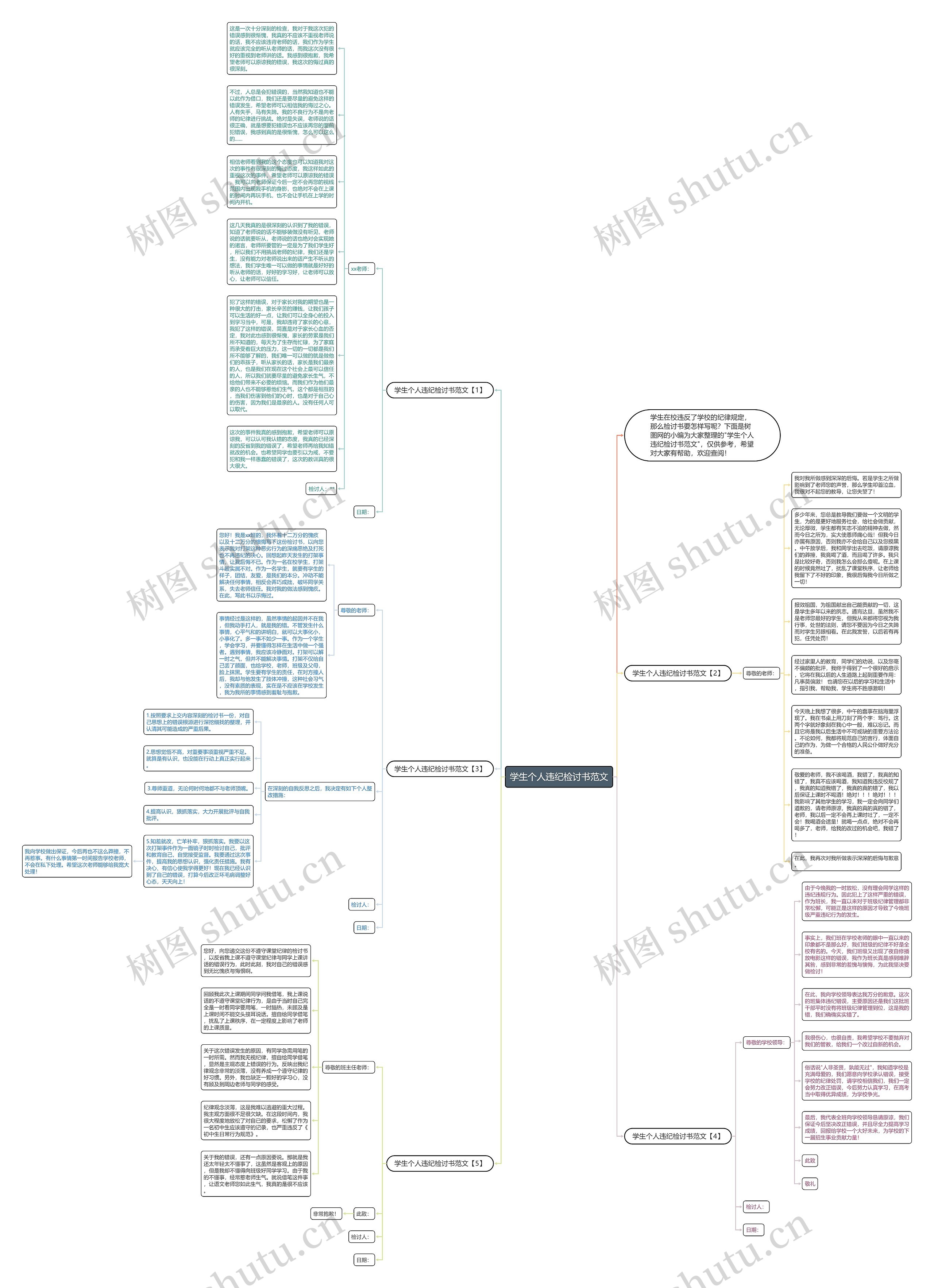 学生个人违纪检讨书范文思维导图