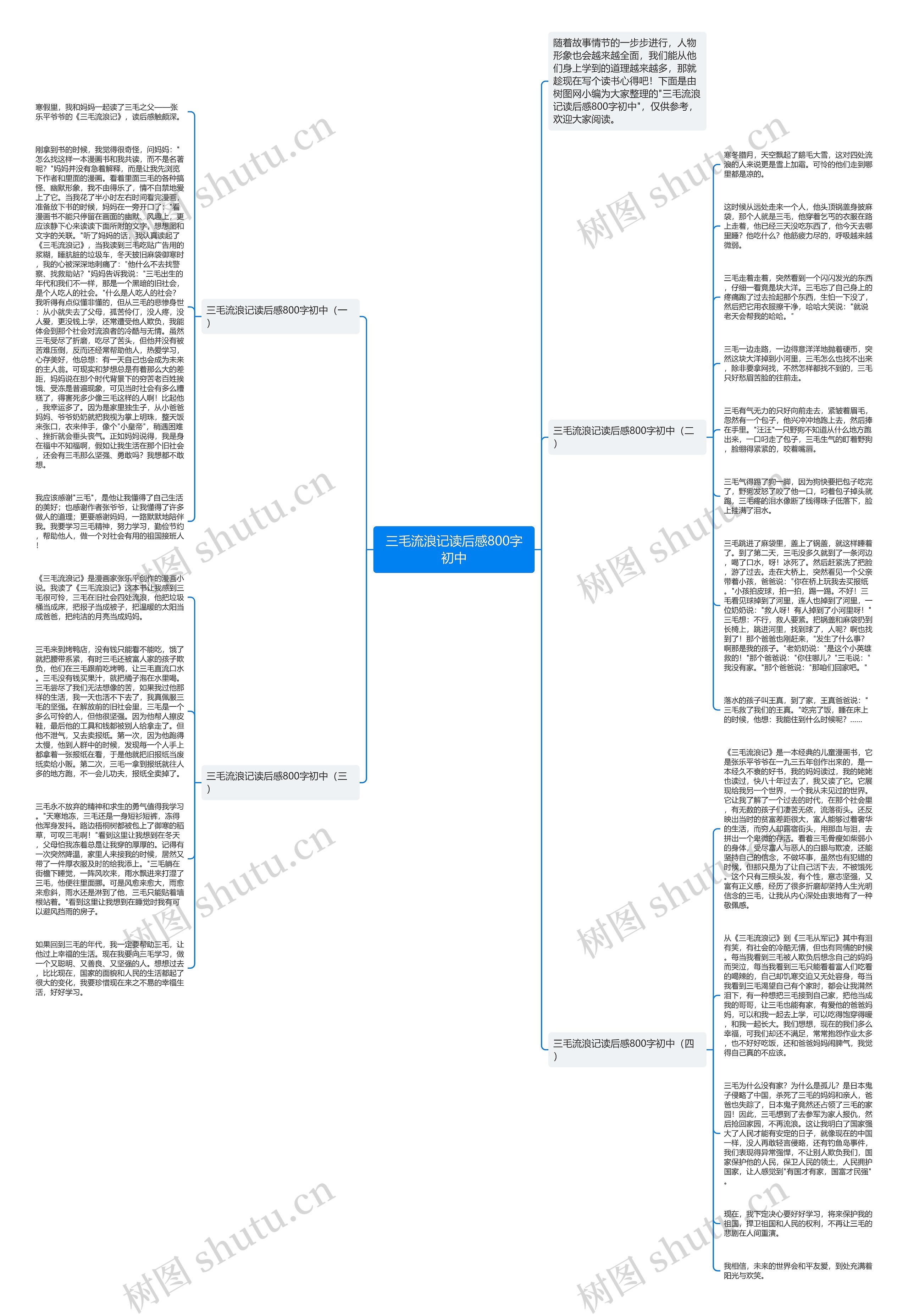 三毛流浪记读后感800字初中思维导图