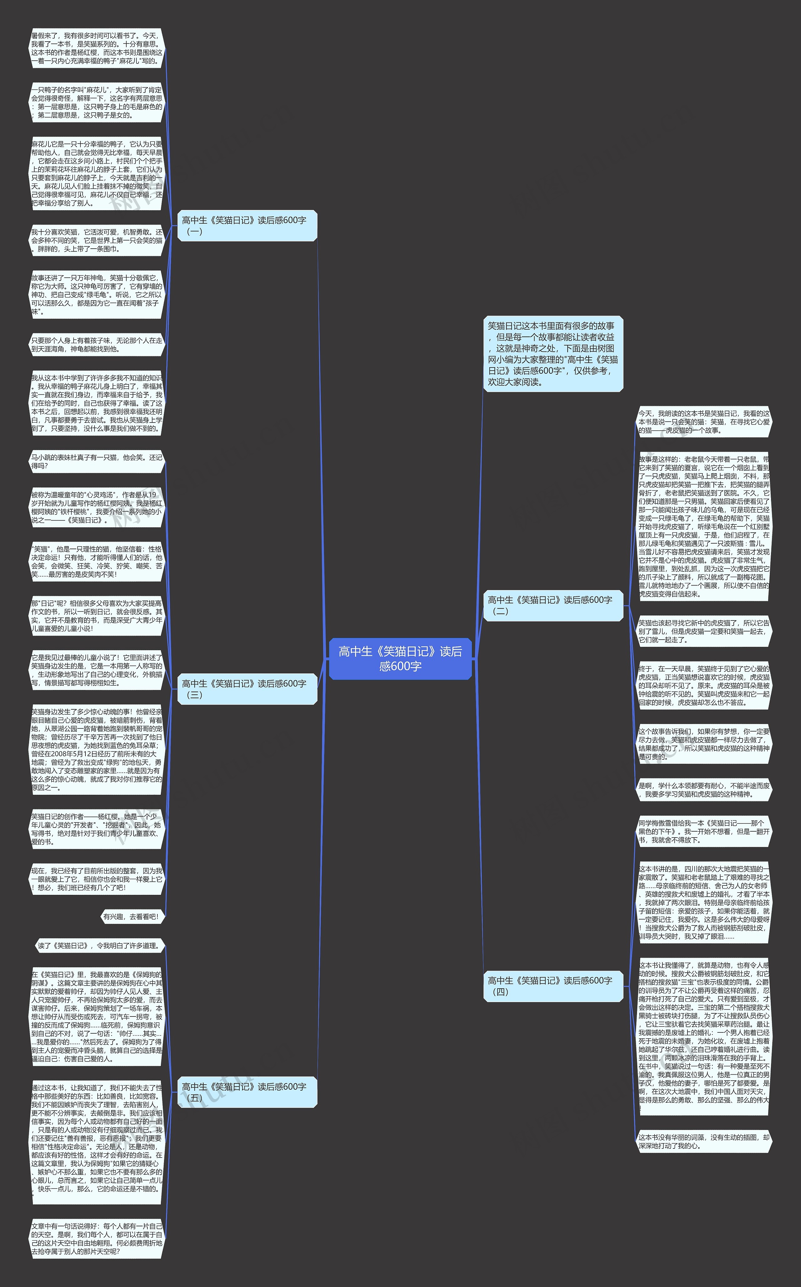 高中生《笑猫日记》读后感600字思维导图