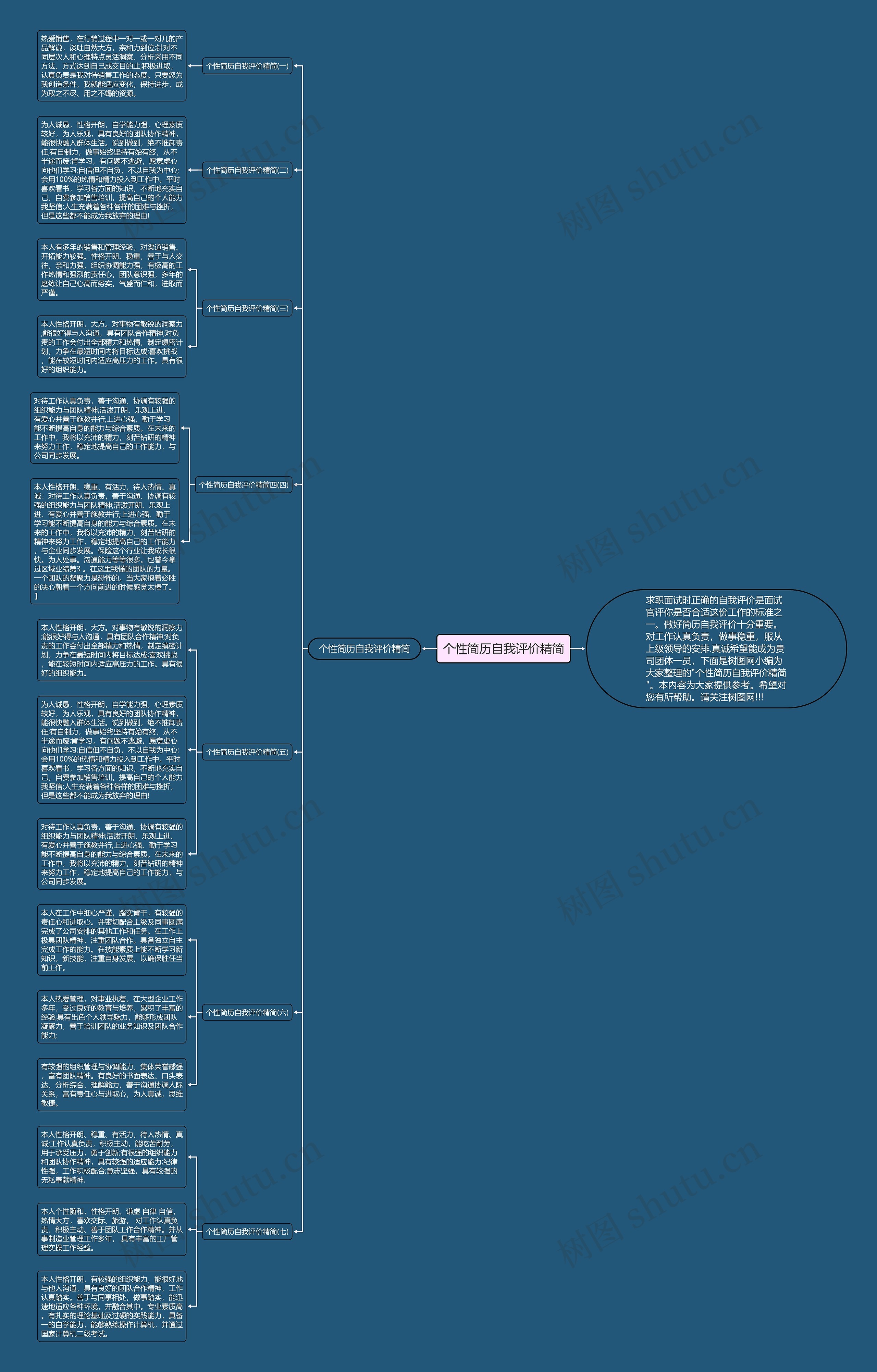 个性简历自我评价精简思维导图