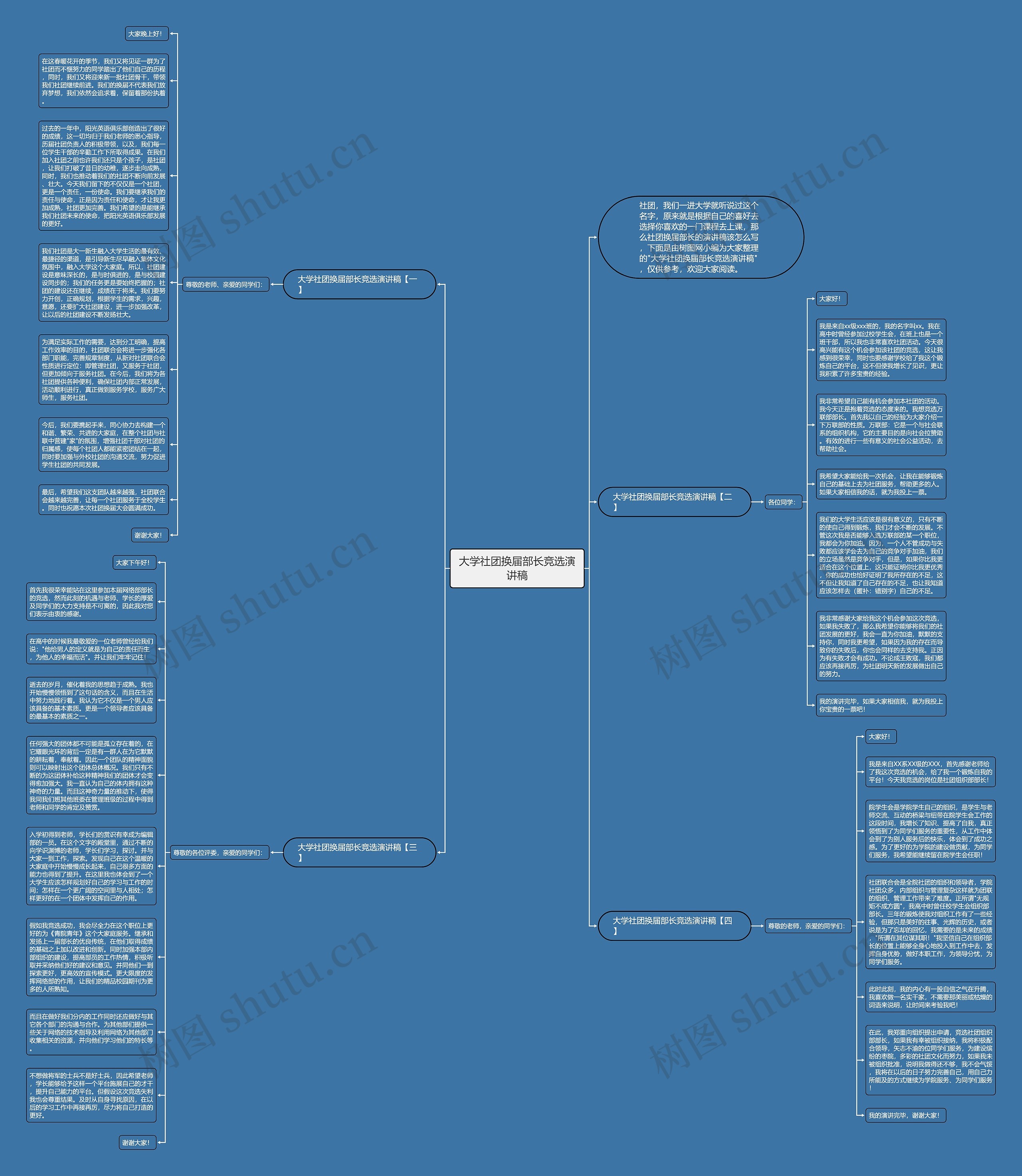 大学社团换届部长竞选演讲稿思维导图