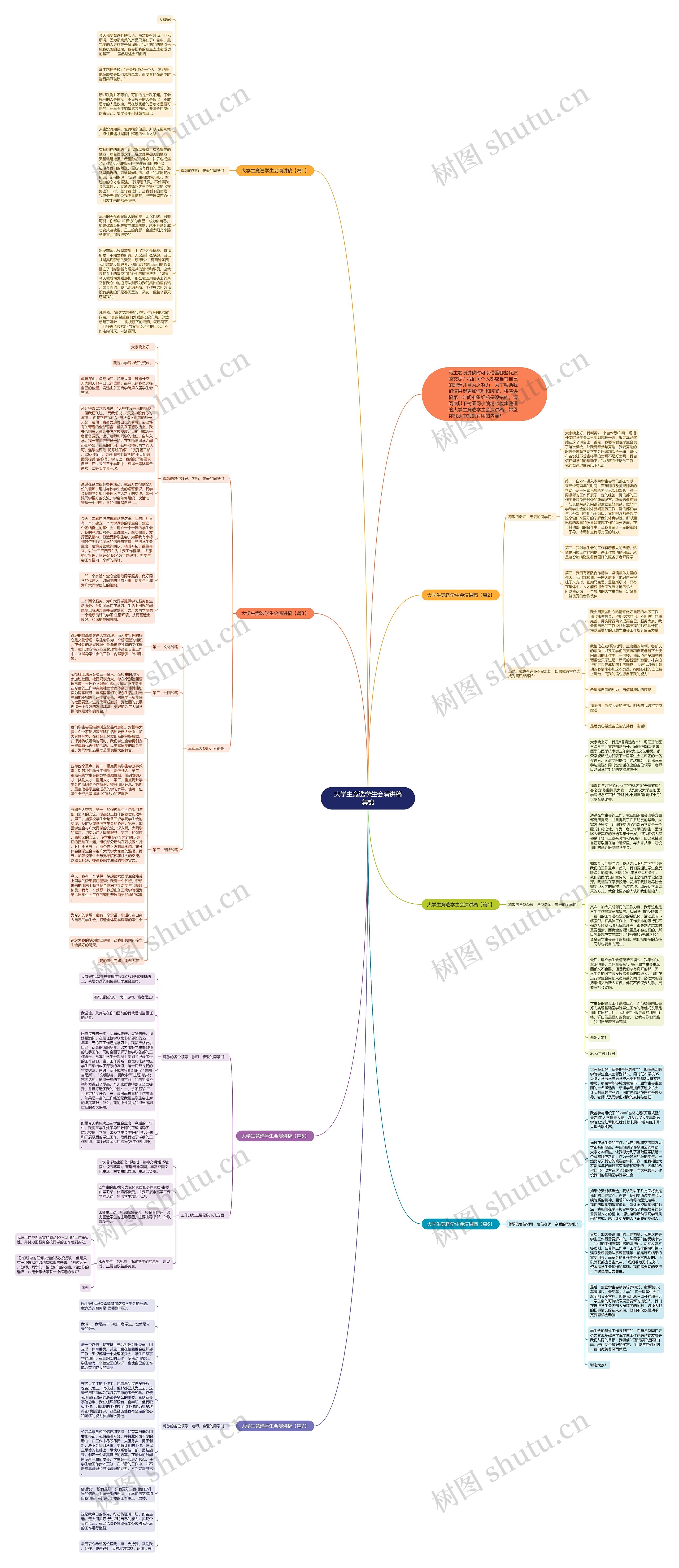 大学生竞选学生会演讲稿集锦思维导图