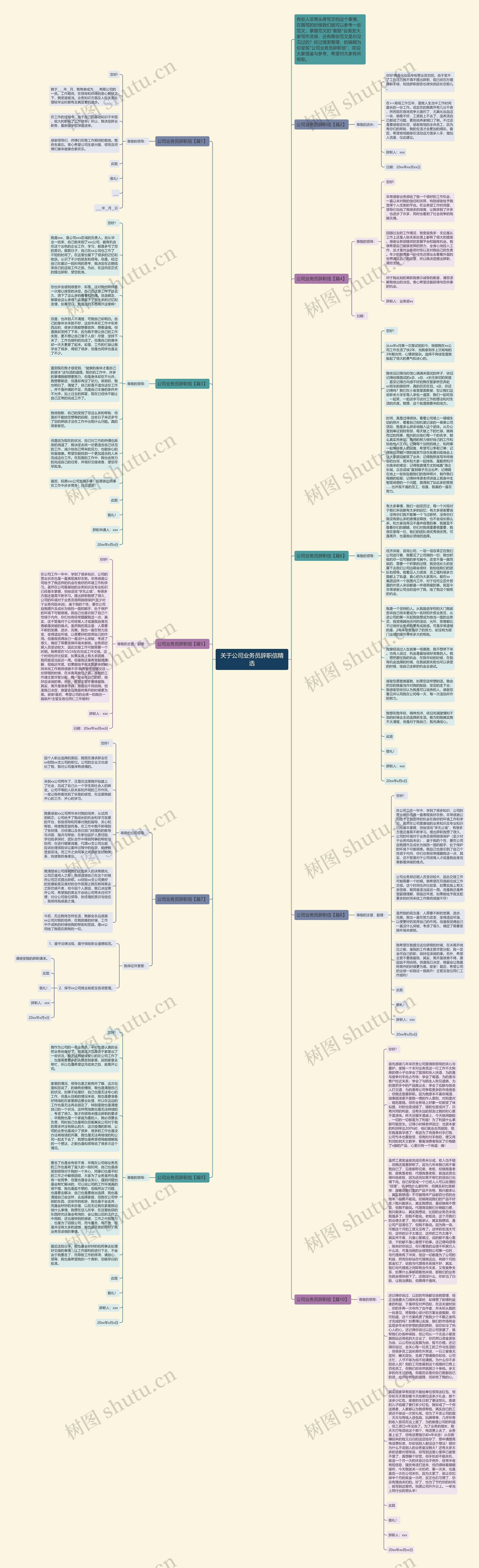 关于公司业务员辞职信精选思维导图
