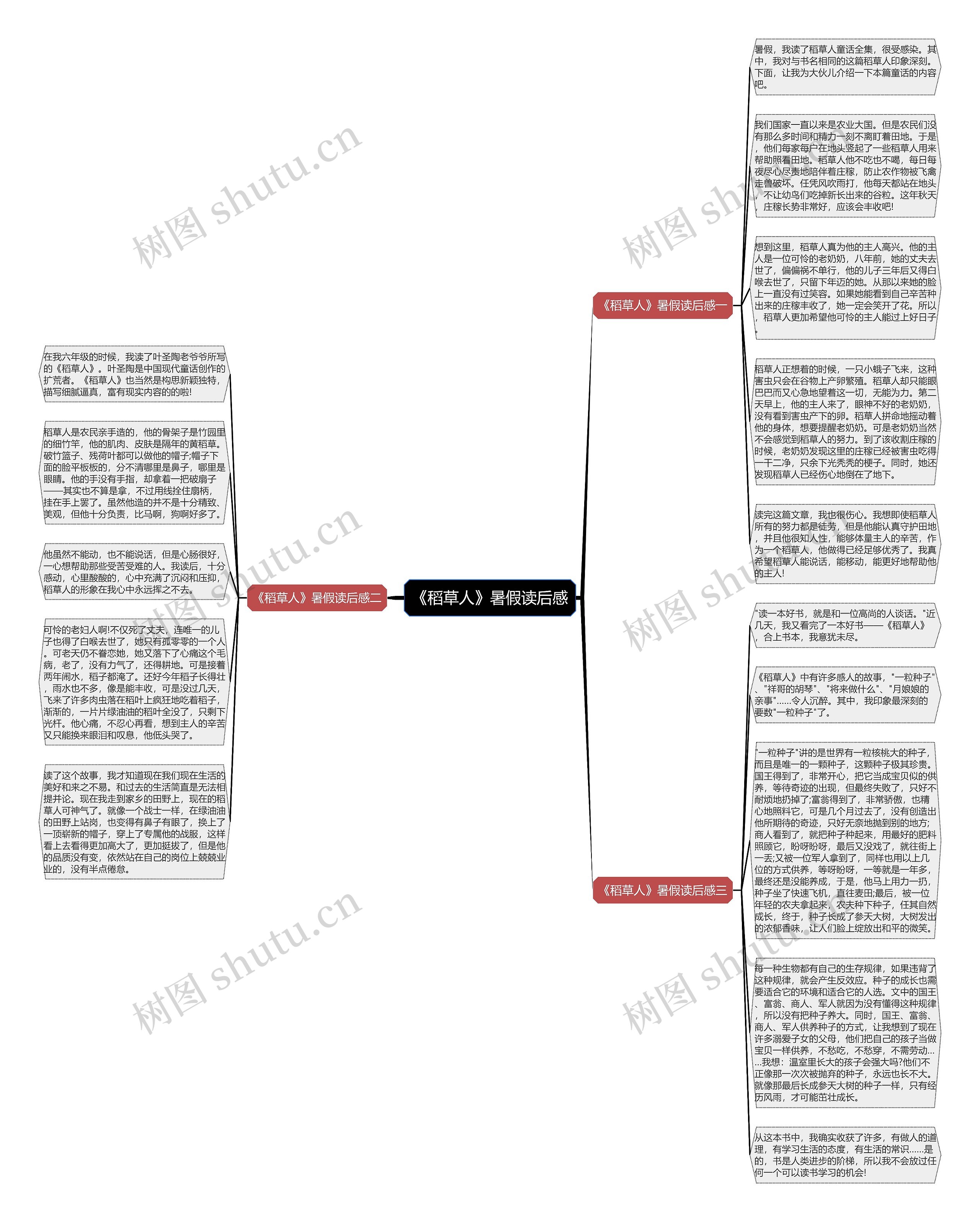 《稻草人》暑假读后感思维导图