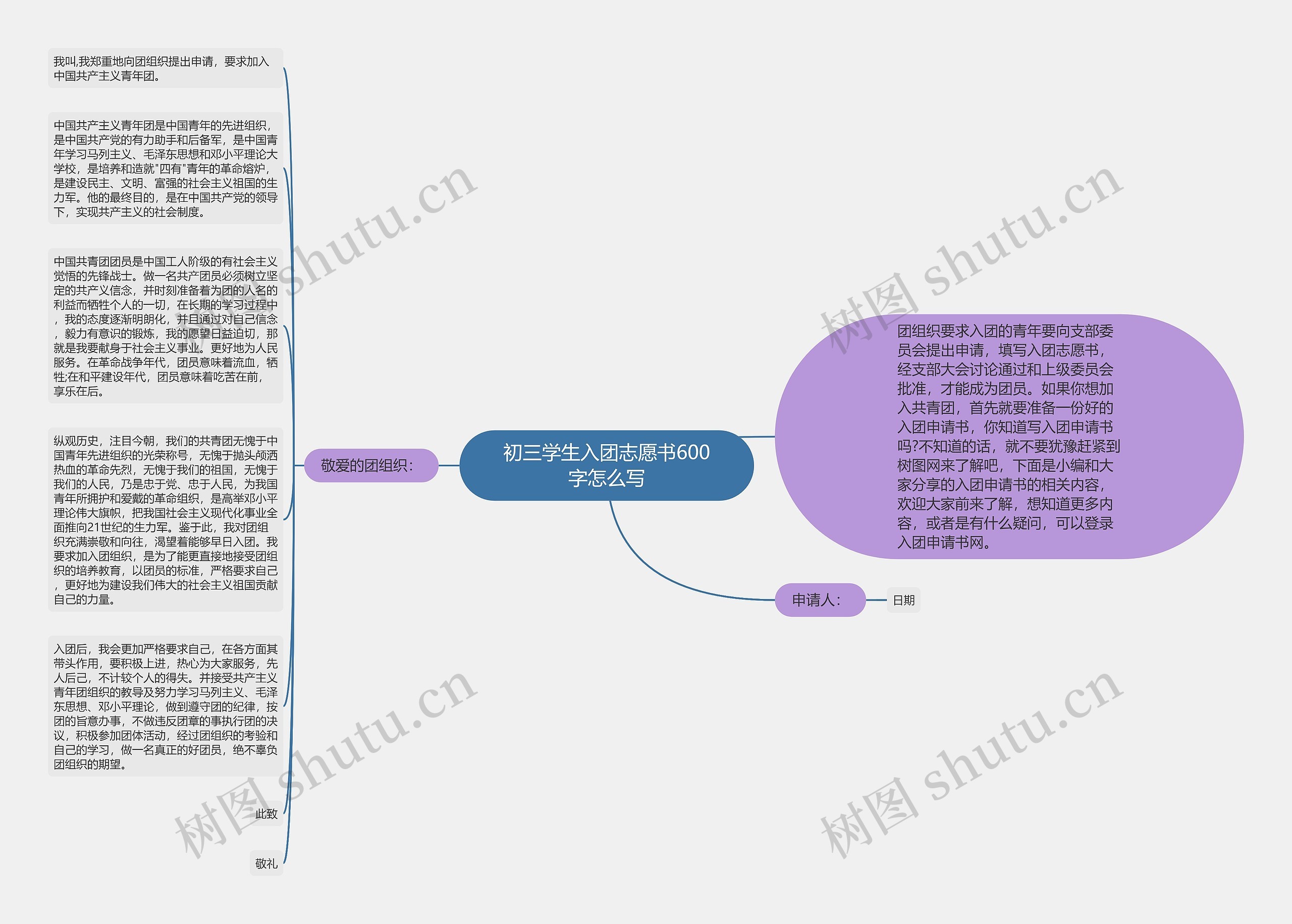 初三学生入团志愿书600字怎么写思维导图