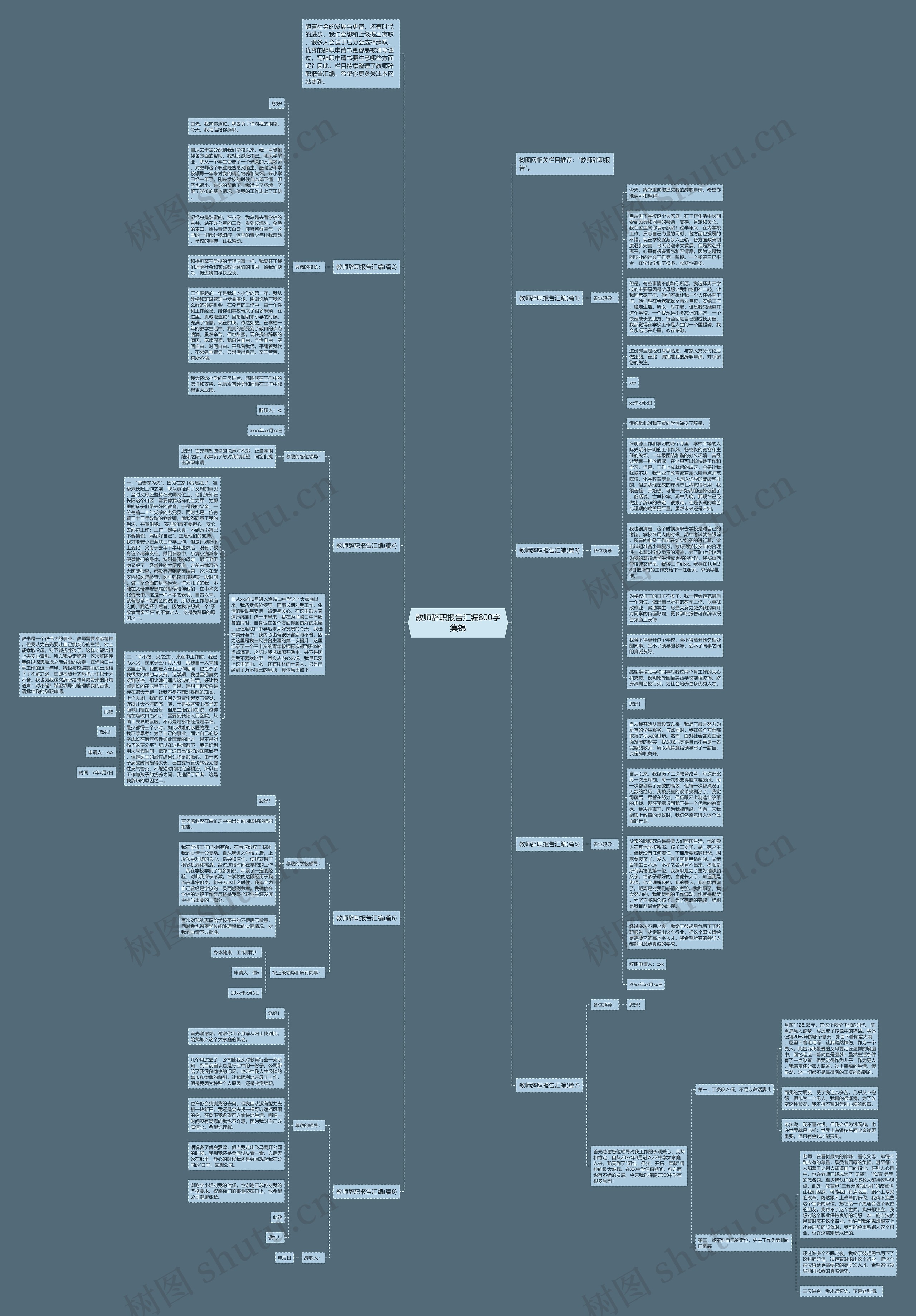 教师辞职报告汇编800字集锦思维导图