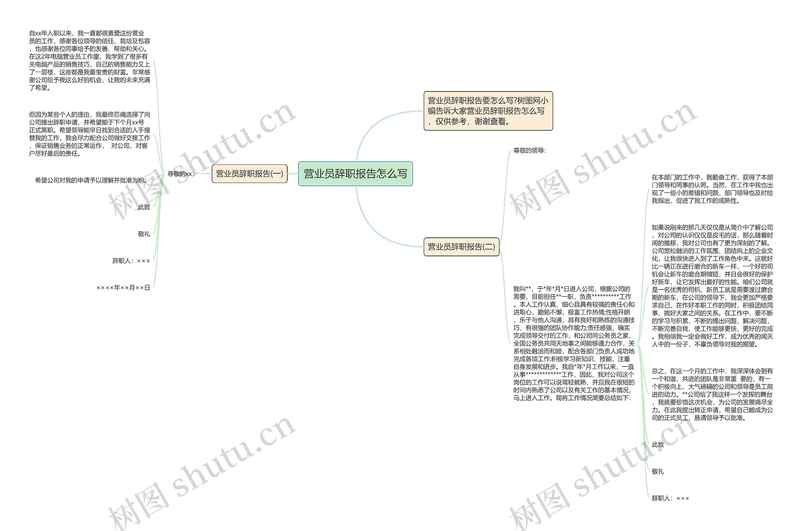 营业员辞职报告怎么写思维导图