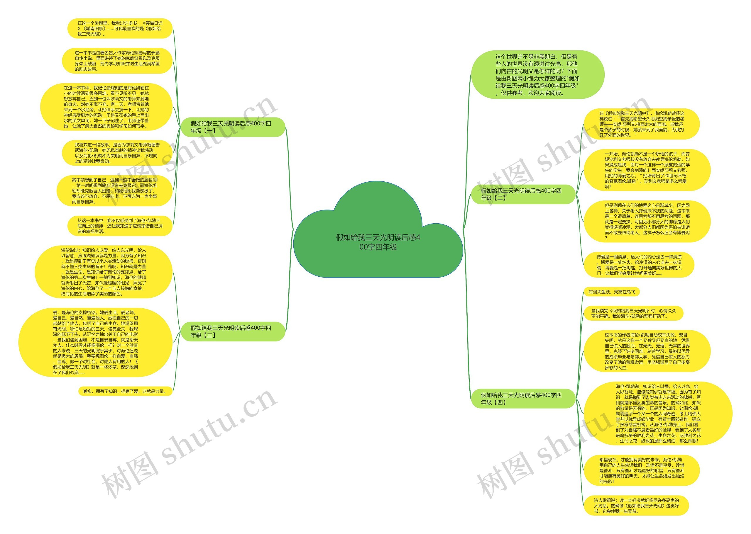 假如给我三天光明读后感400字四年级思维导图