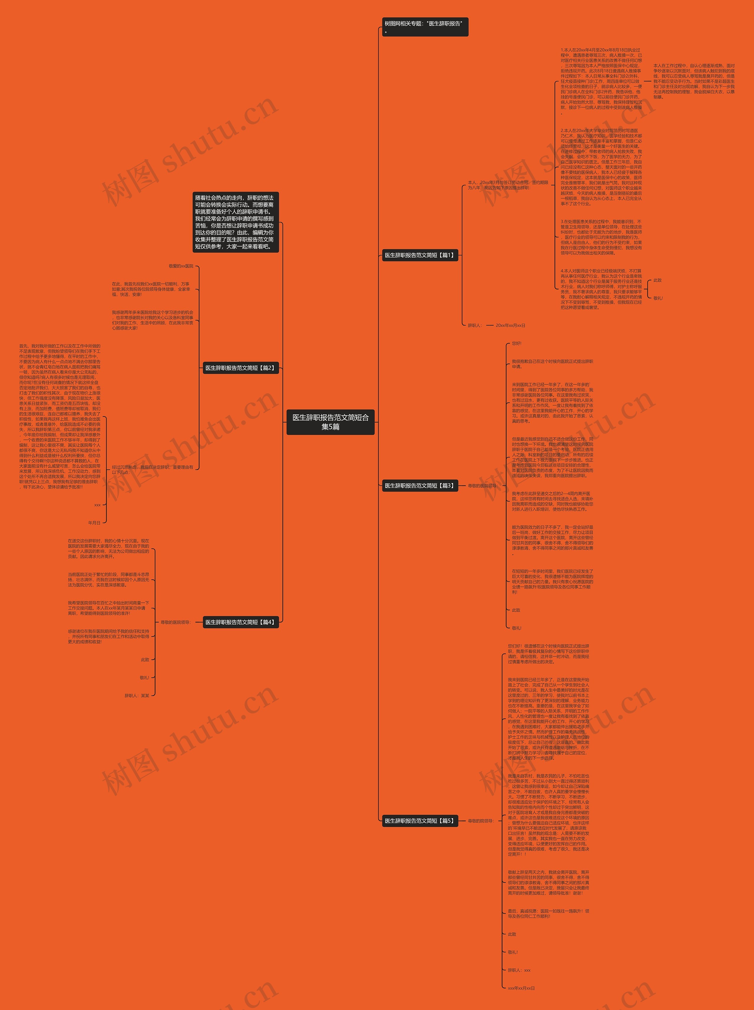 医生辞职报告范文简短合集5篇思维导图