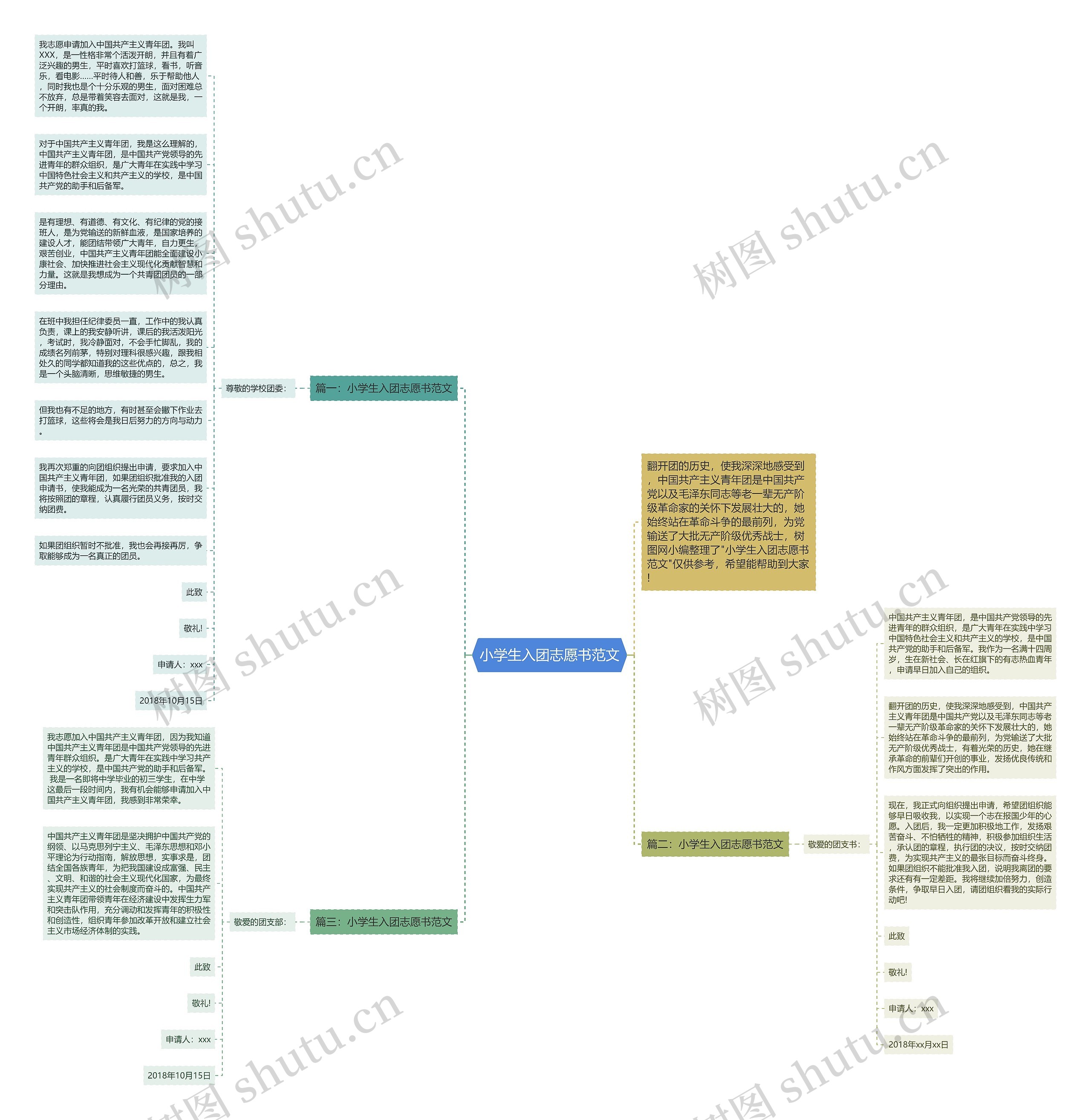 小学生入团志愿书范文思维导图