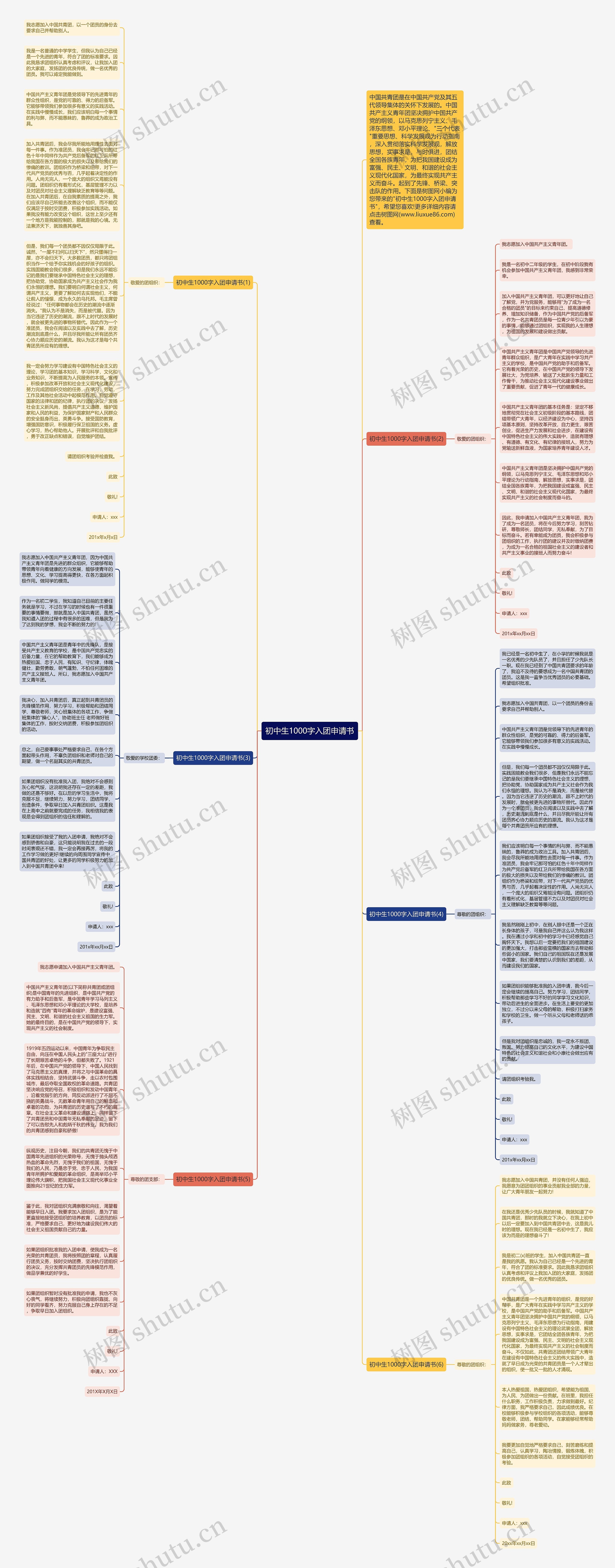 初中生1000字入团申请书思维导图