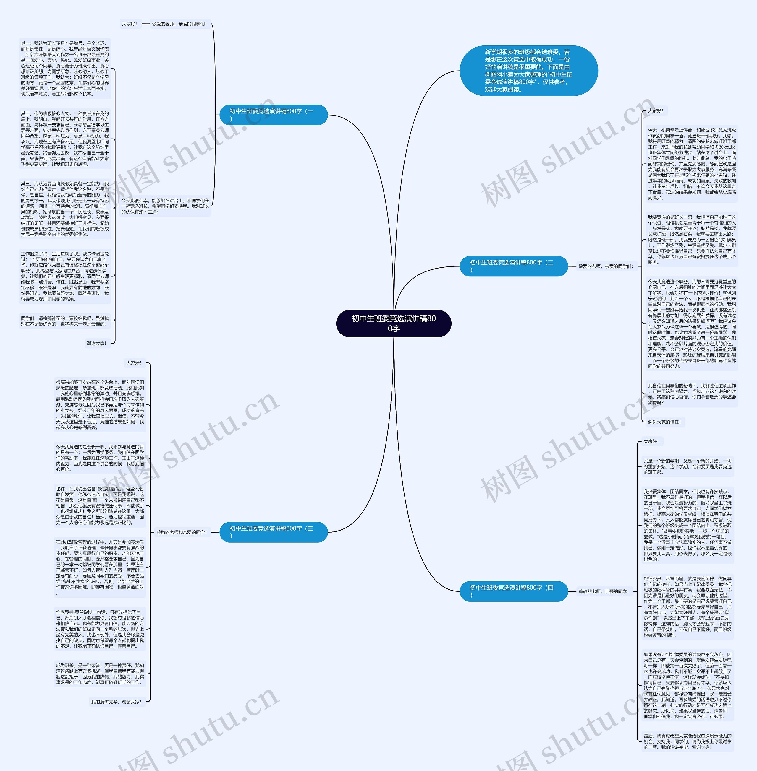 初中生班委竞选演讲稿800字思维导图