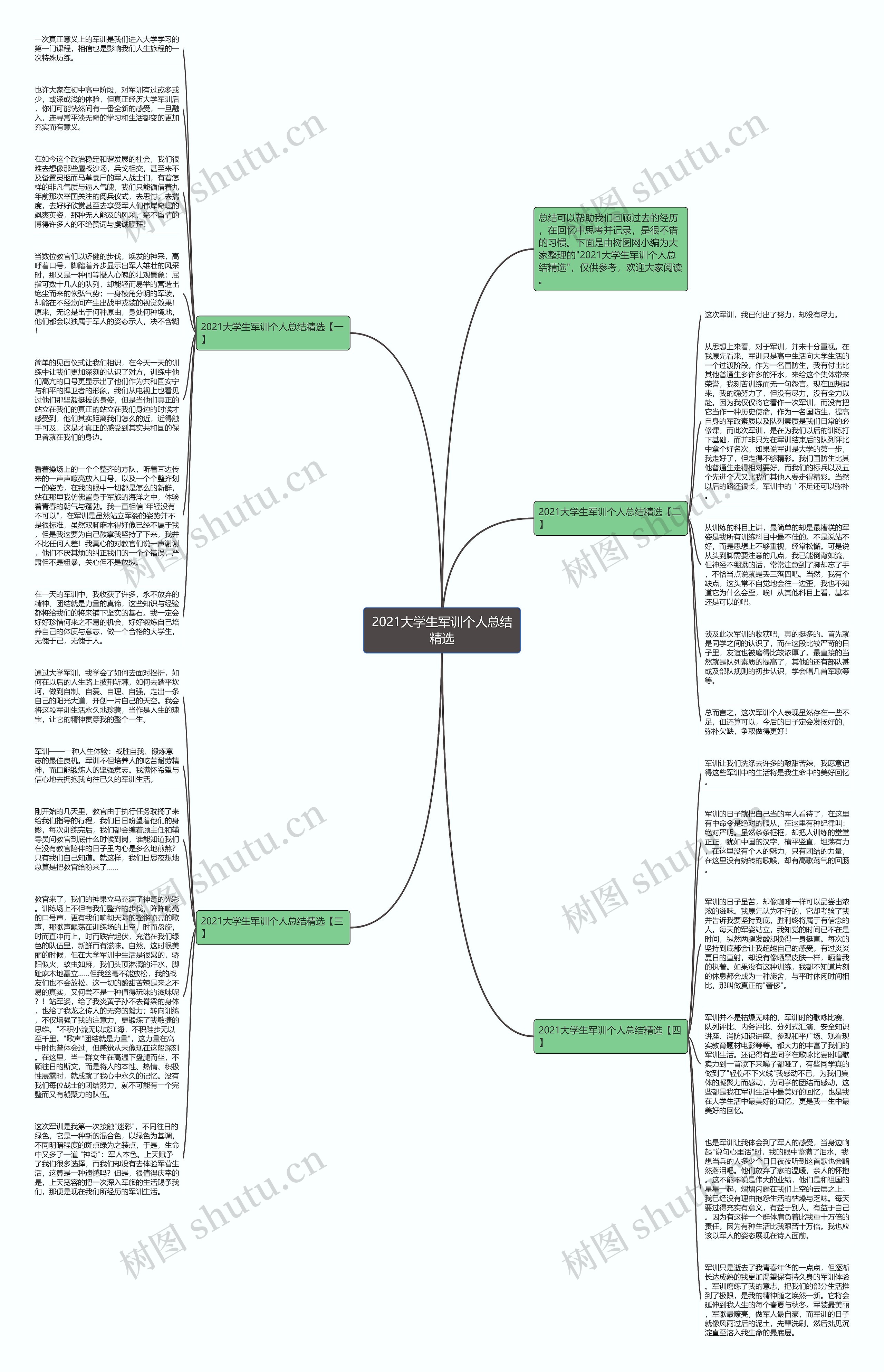 2021大学生军训个人总结精选思维导图