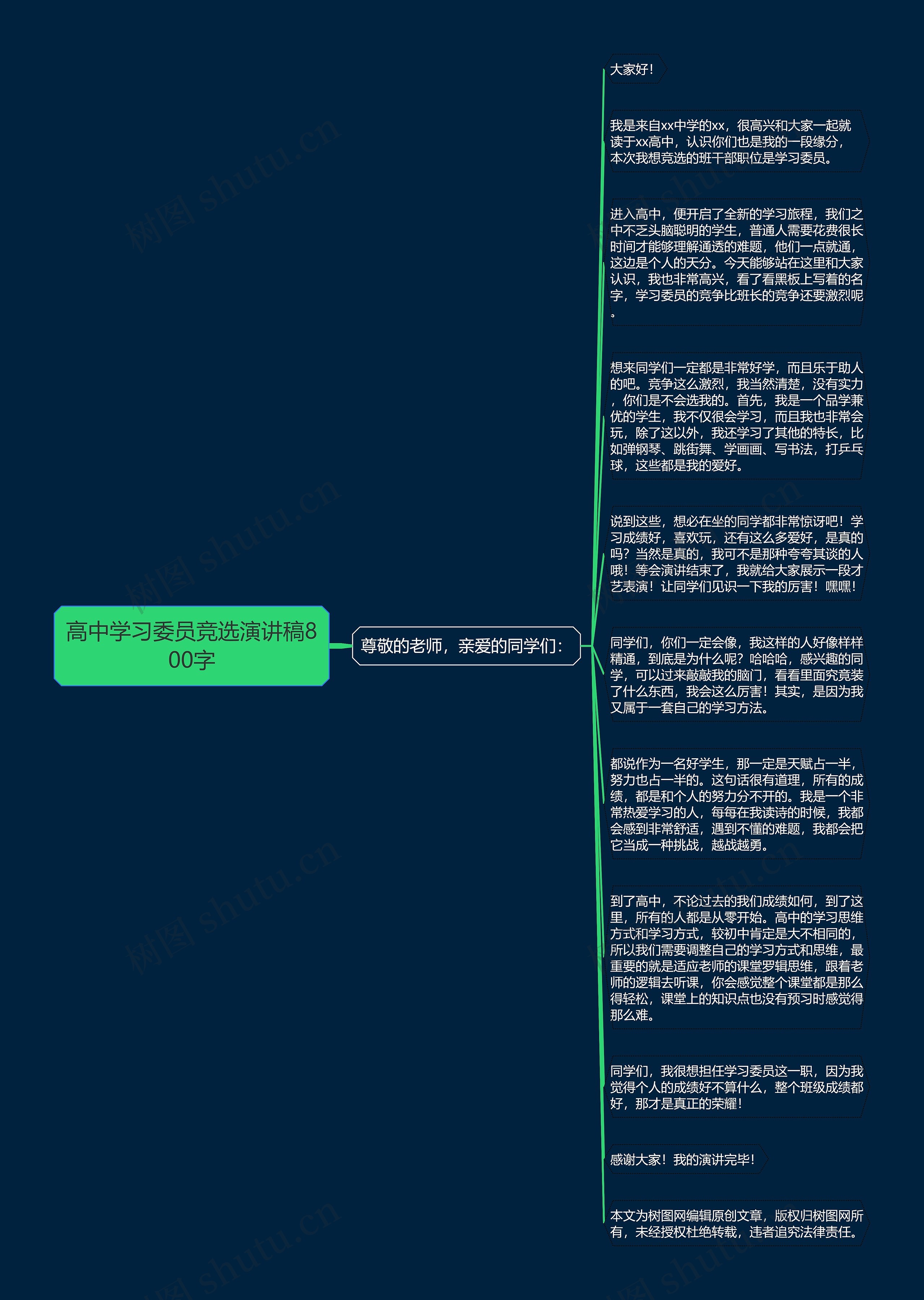 高中学习委员竞选演讲稿800字思维导图