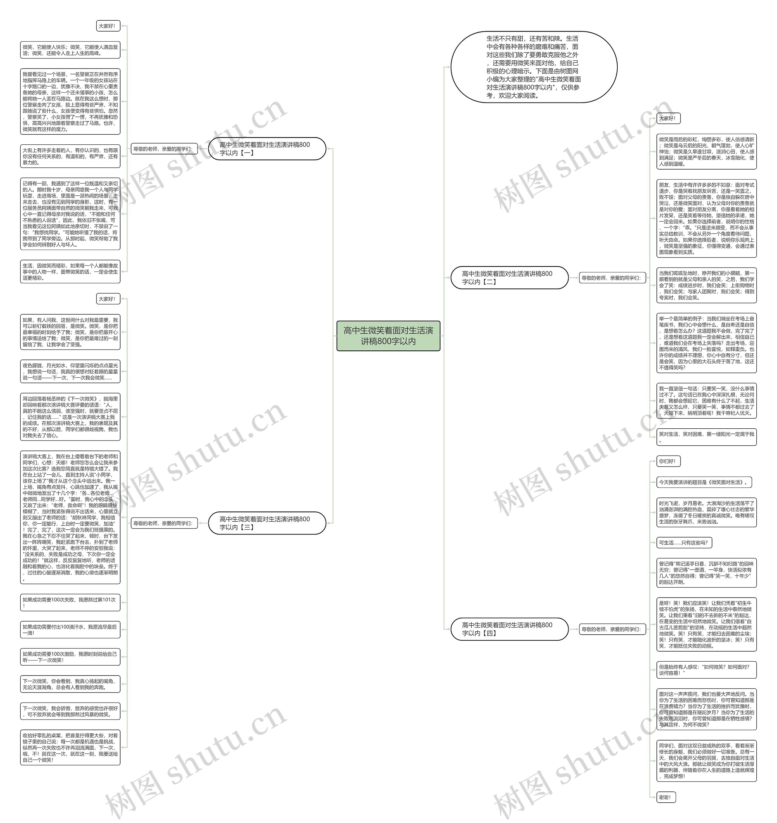高中生微笑着面对生活演讲稿800字以内思维导图