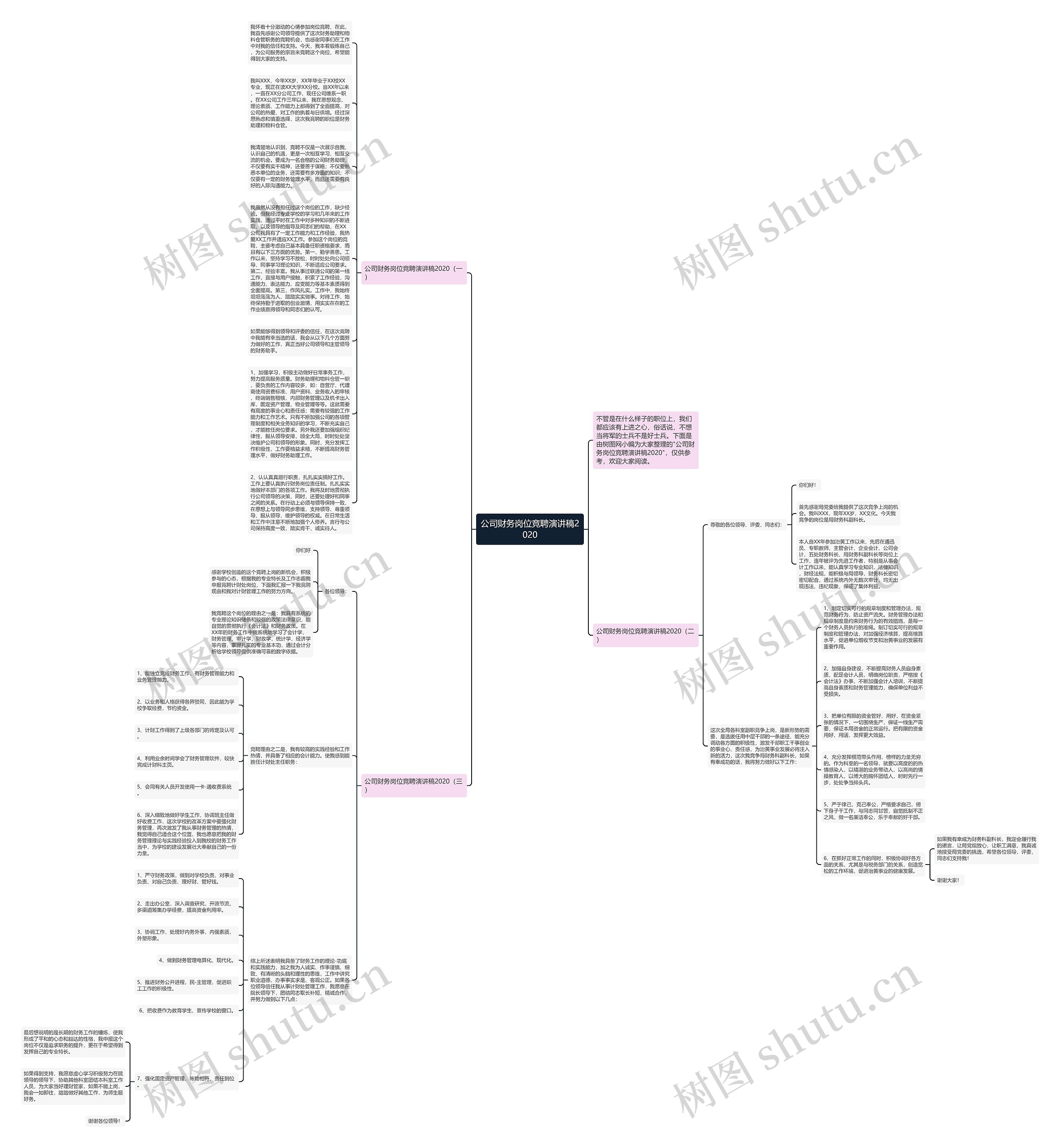 公司财务岗位竞聘演讲稿2020思维导图