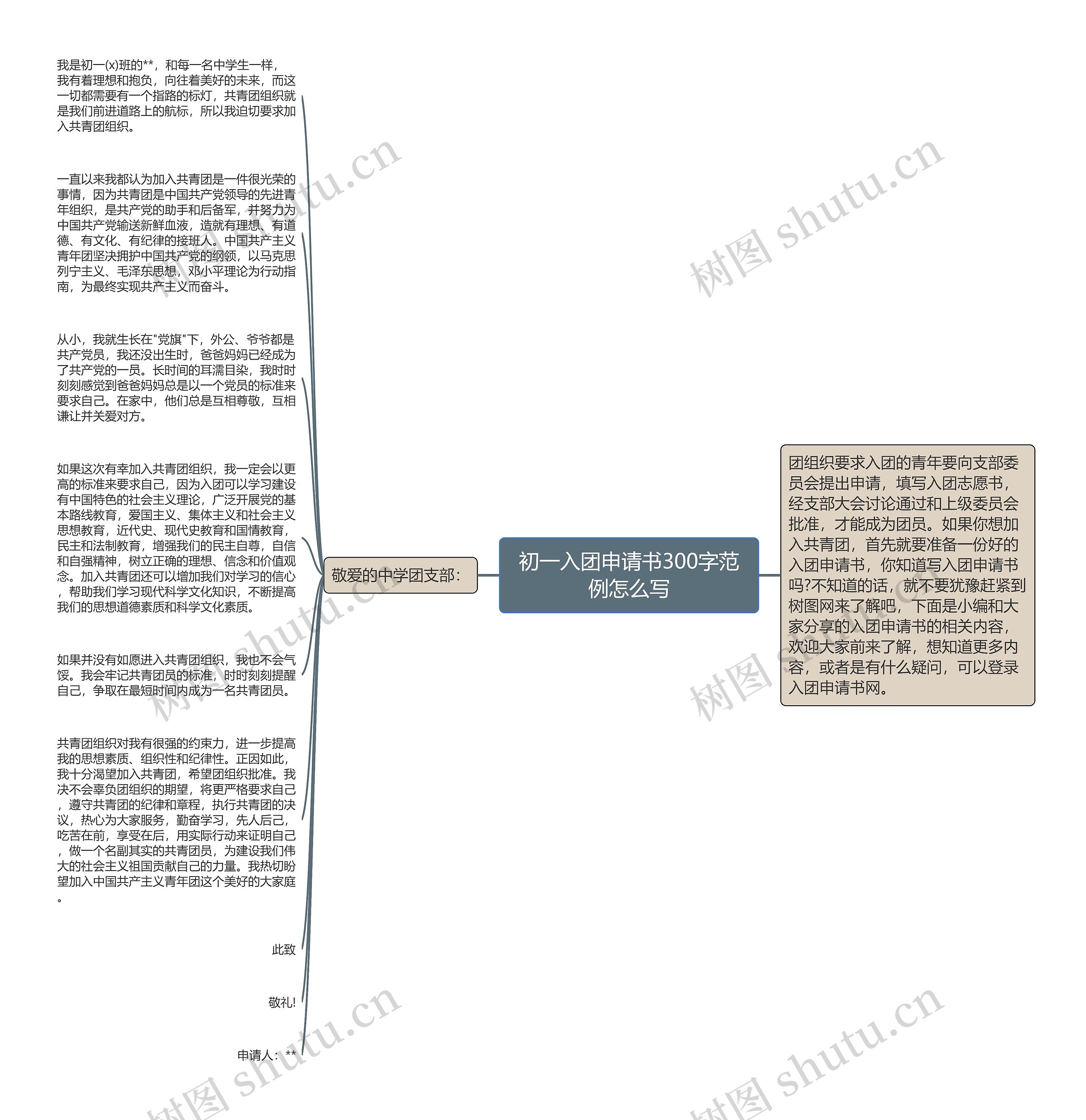 初一入团申请书300字范例怎么写思维导图