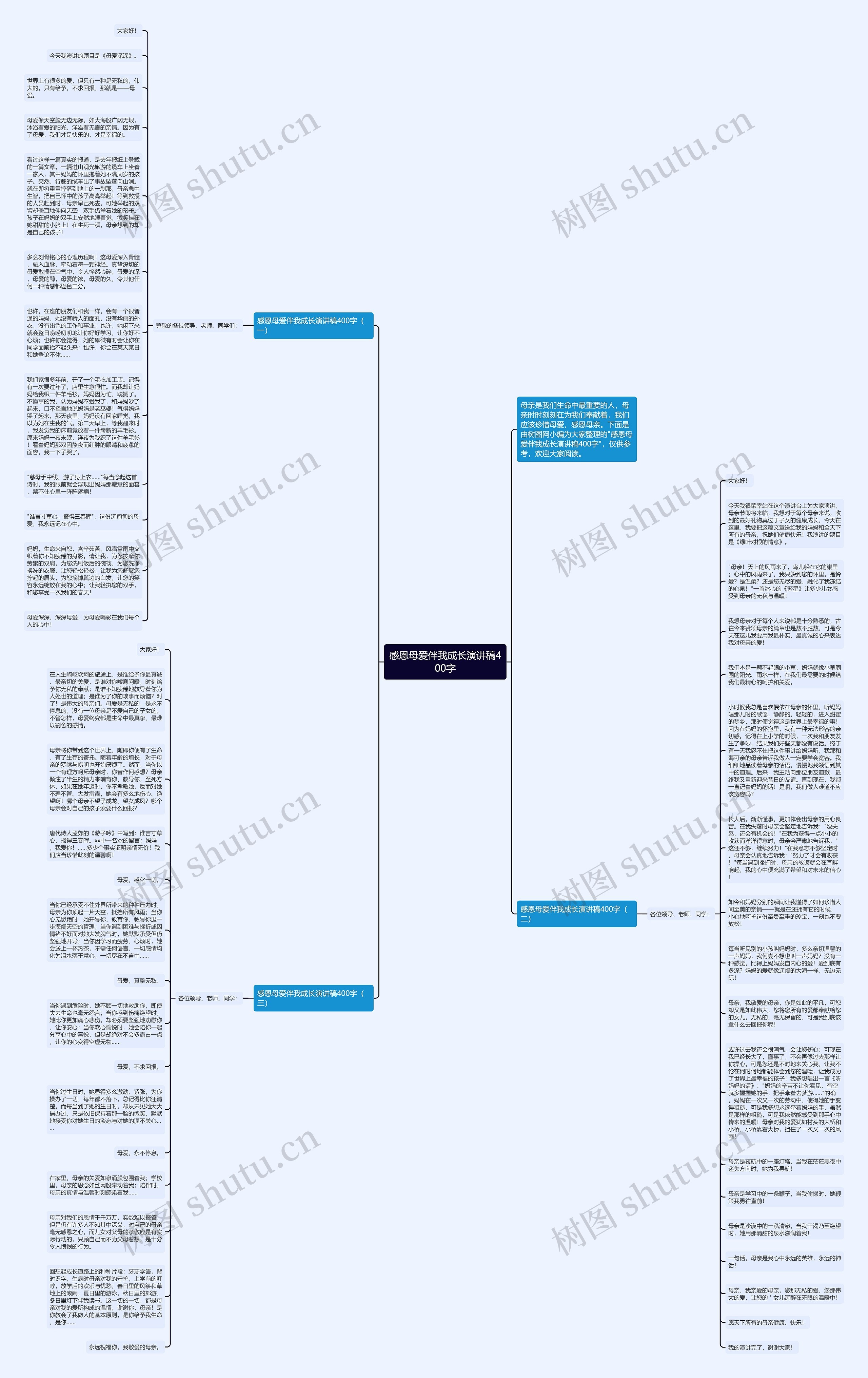 感恩母爱伴我成长演讲稿400字思维导图