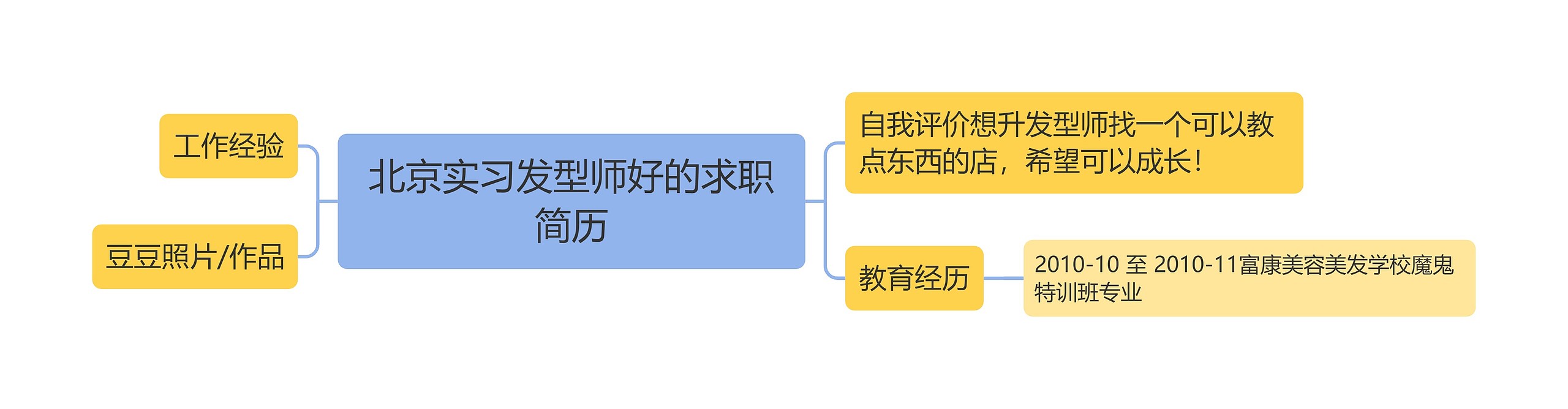 北京实习发型师好的求职简历思维导图