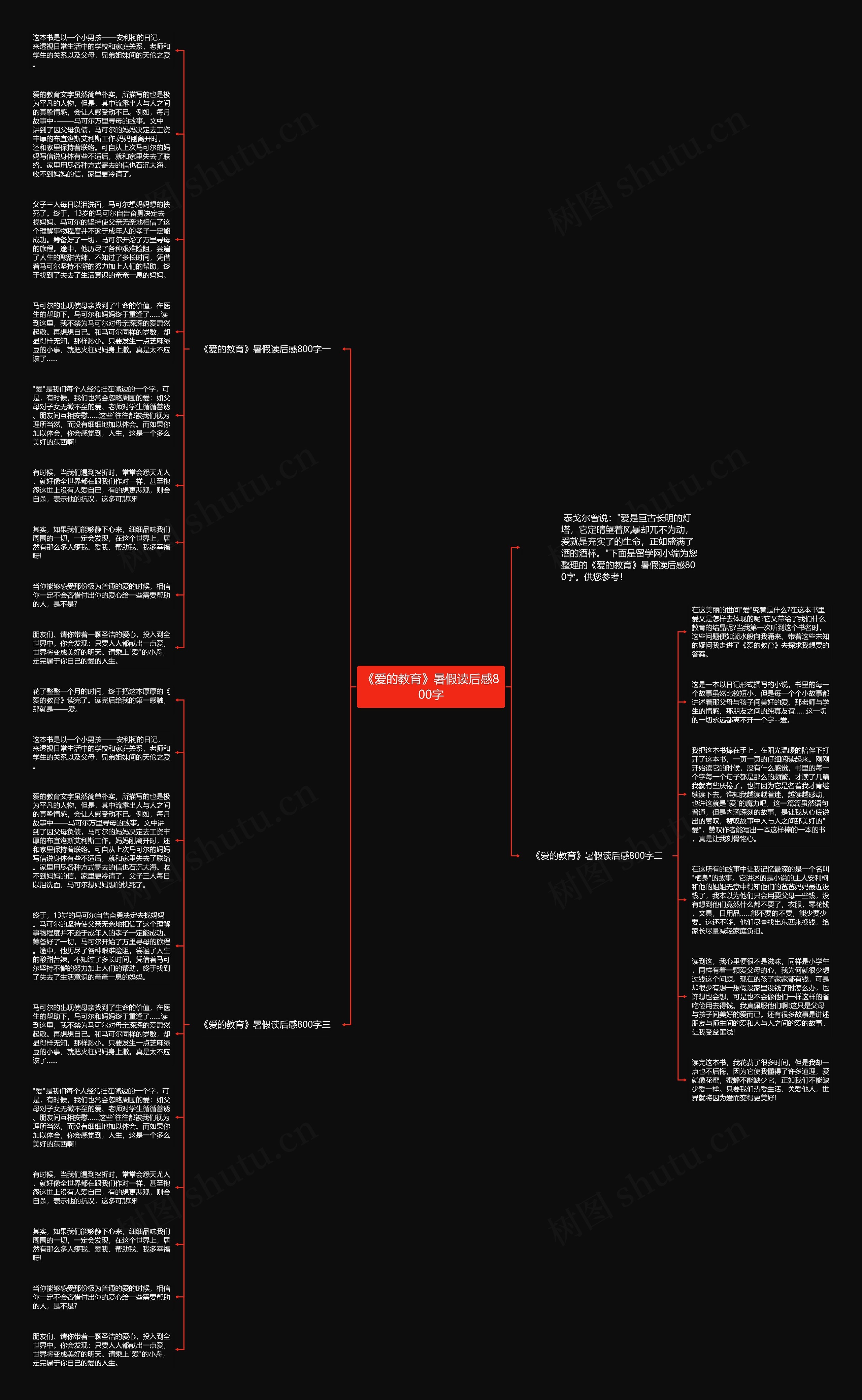 《爱的教育》暑假读后感800字思维导图