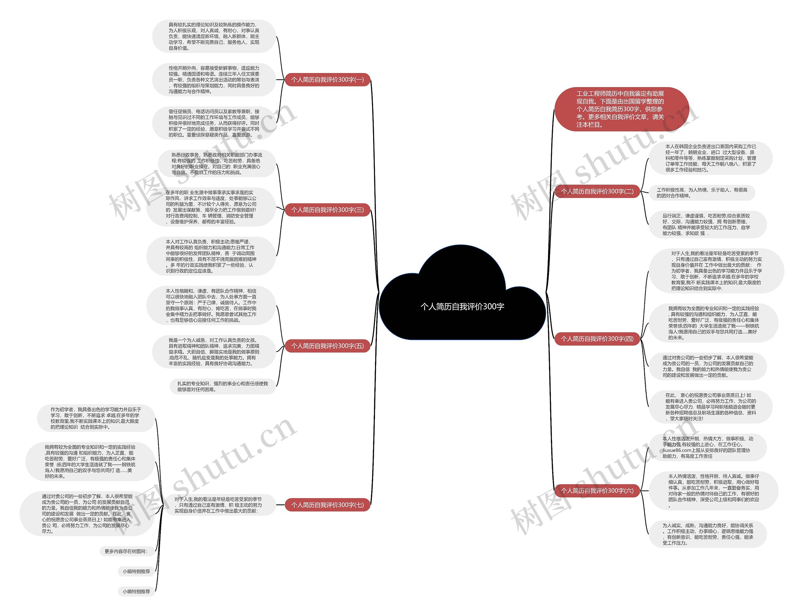 个人简历自我评价300字思维导图