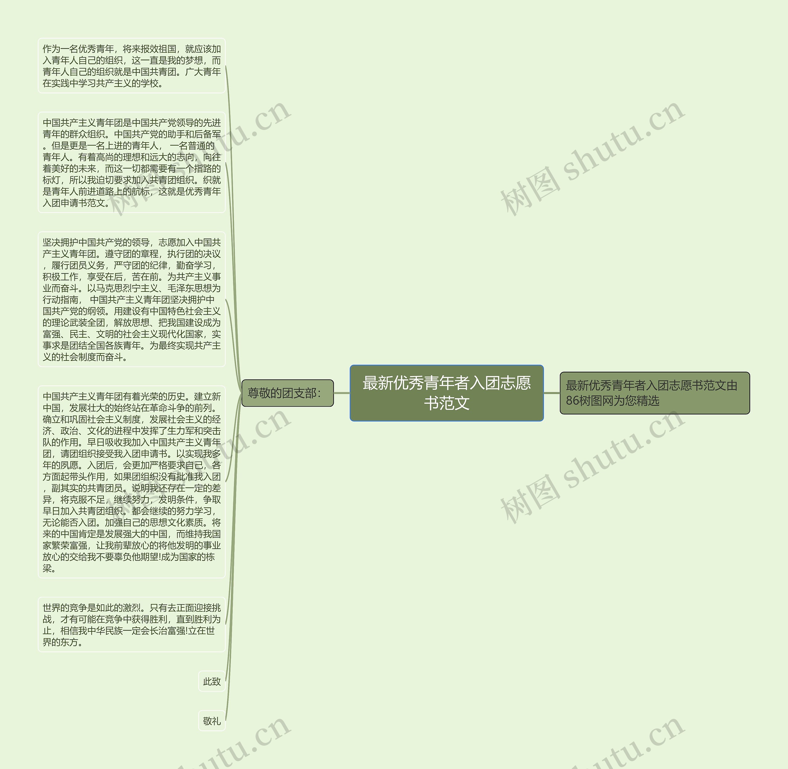 最新优秀青年者入团志愿书范文思维导图