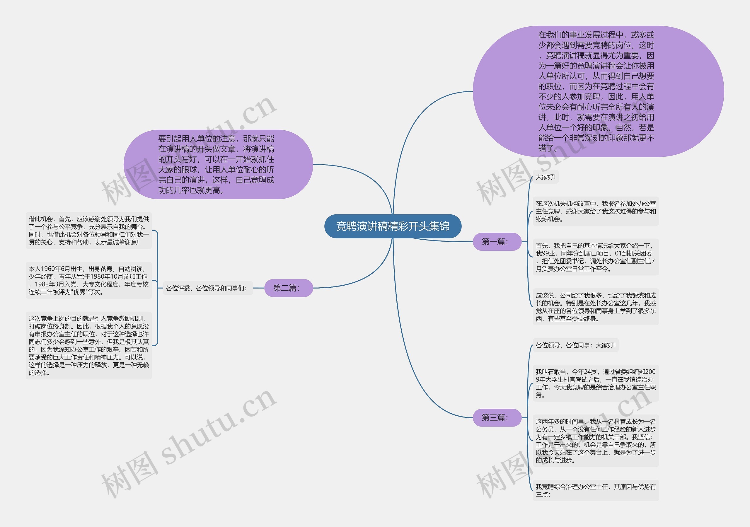 竞聘演讲稿精彩开头集锦思维导图