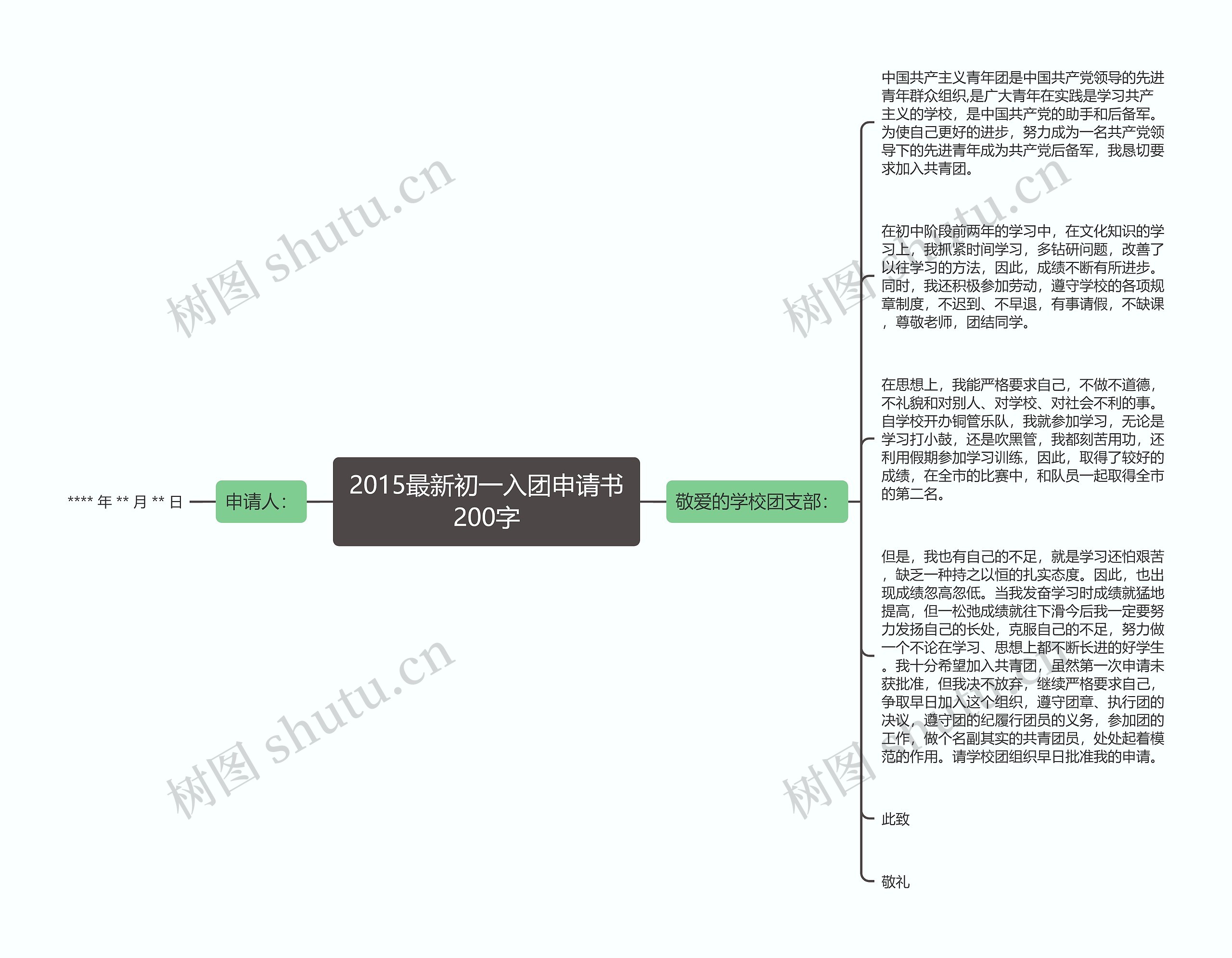 2015最新初一入团申请书200字