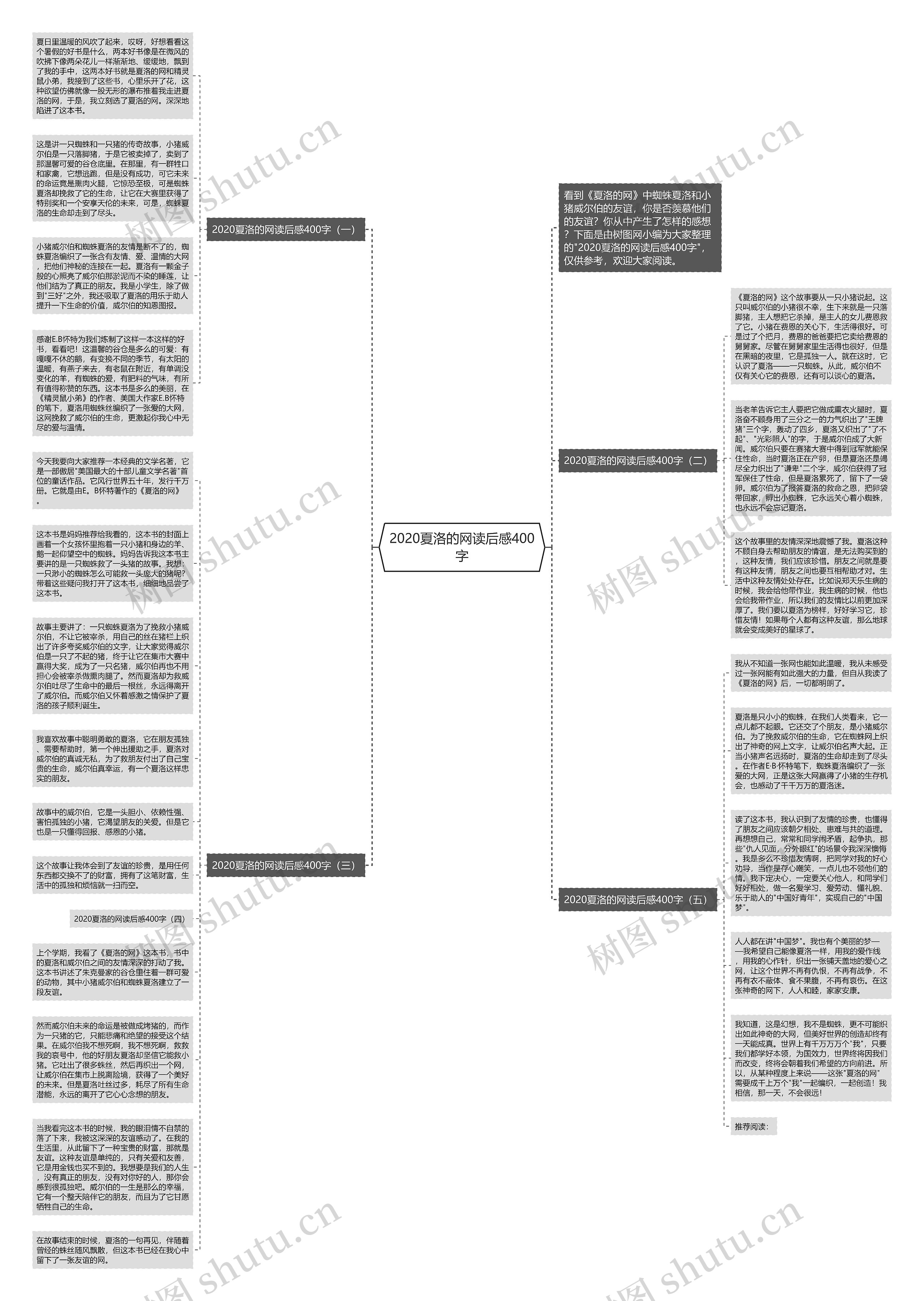 2020夏洛的网读后感400字思维导图