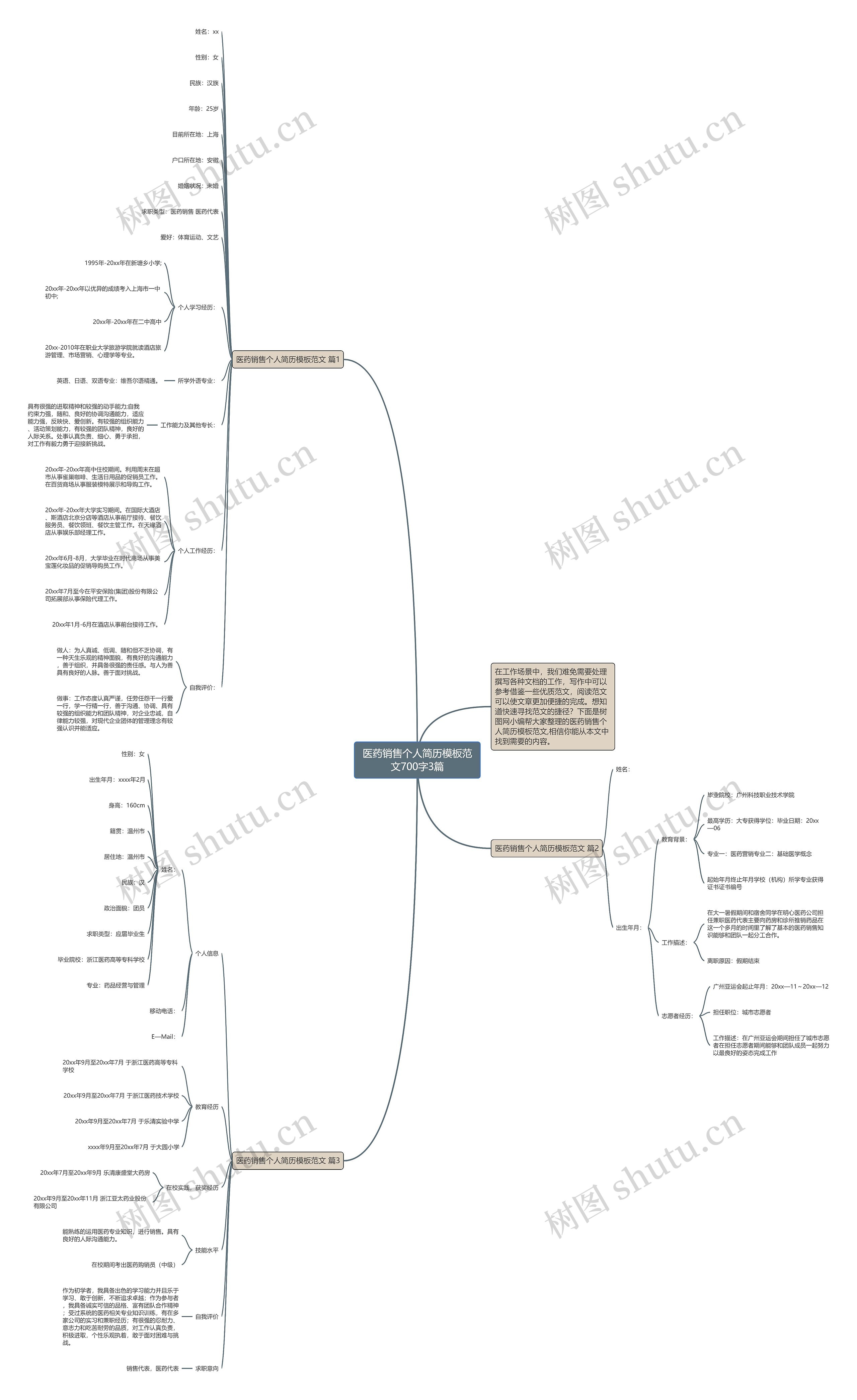 医药销售个人简历范文700字3篇思维导图