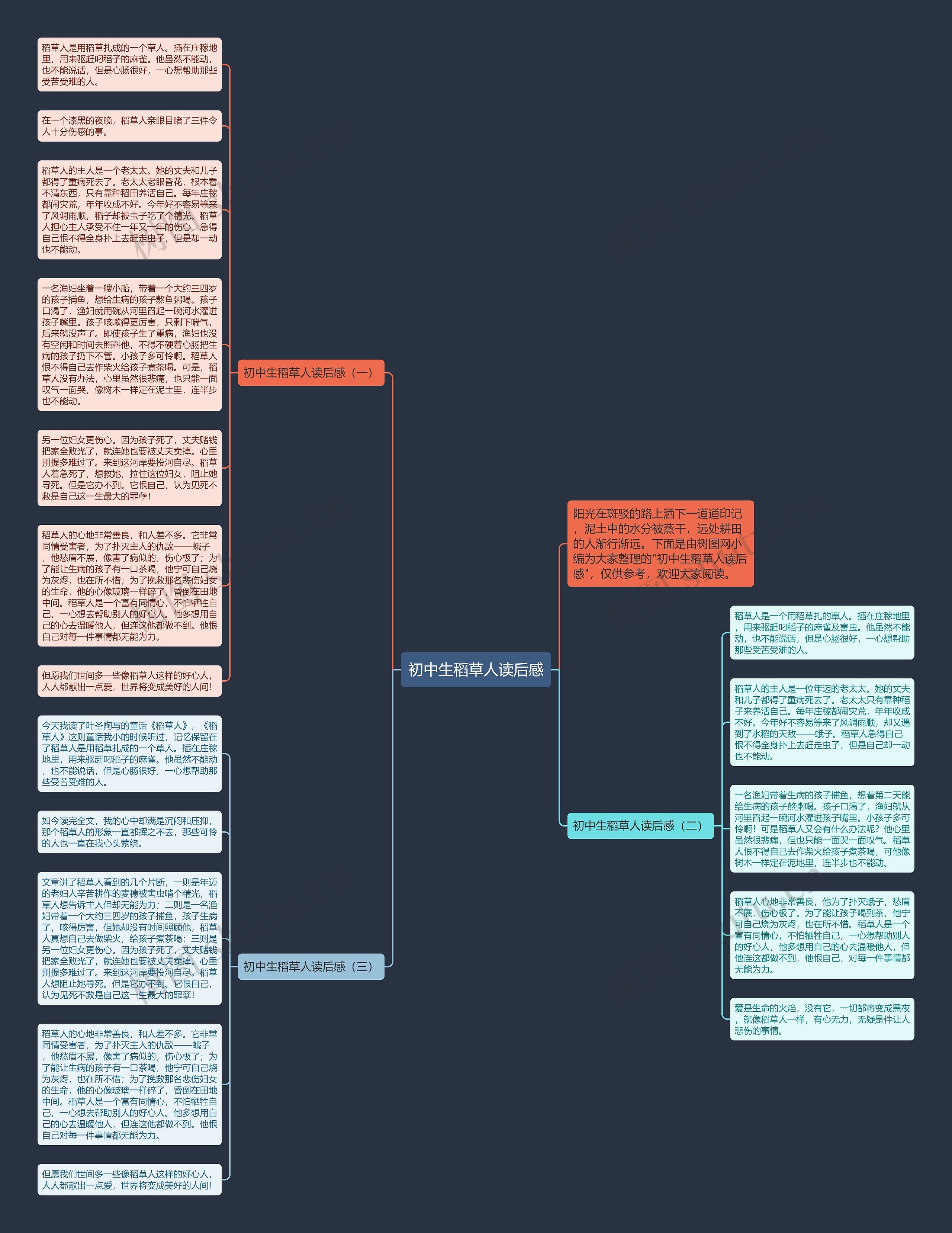 初中生稻草人读后感思维导图